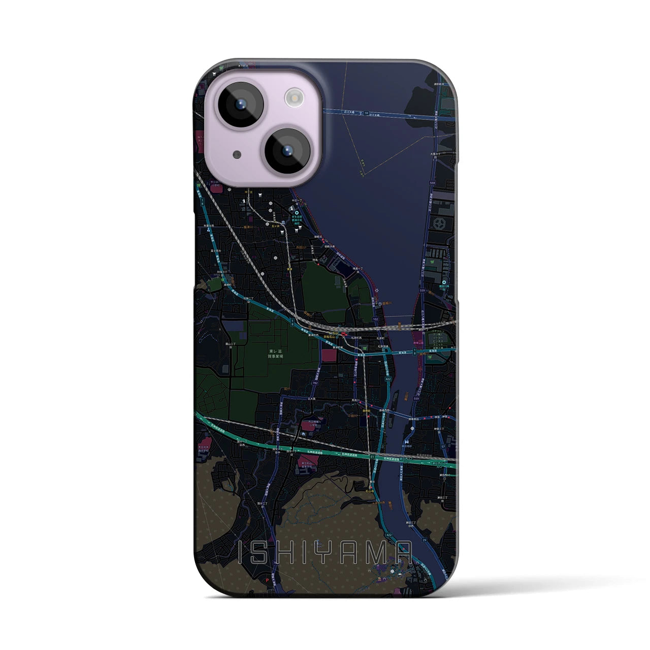 【石山(滋賀県)】地図柄iPhoneケース(バックカバータイプ)