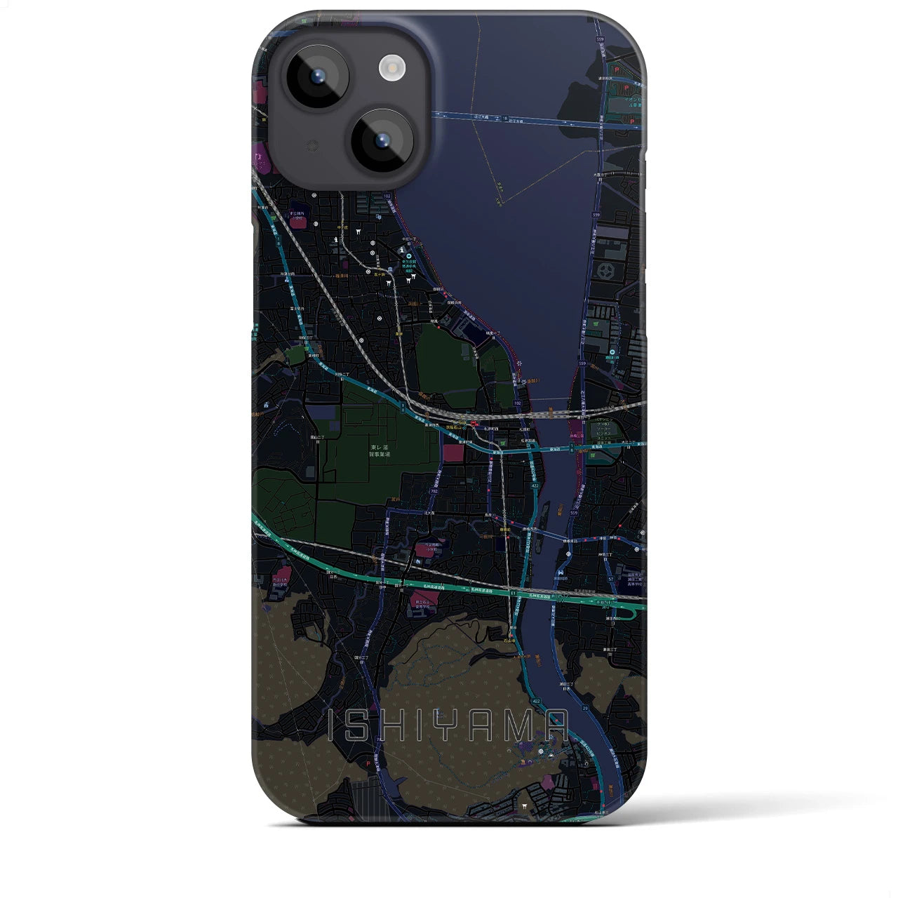 【石山(滋賀県)】地図柄iPhoneケース(バックカバータイプ)
