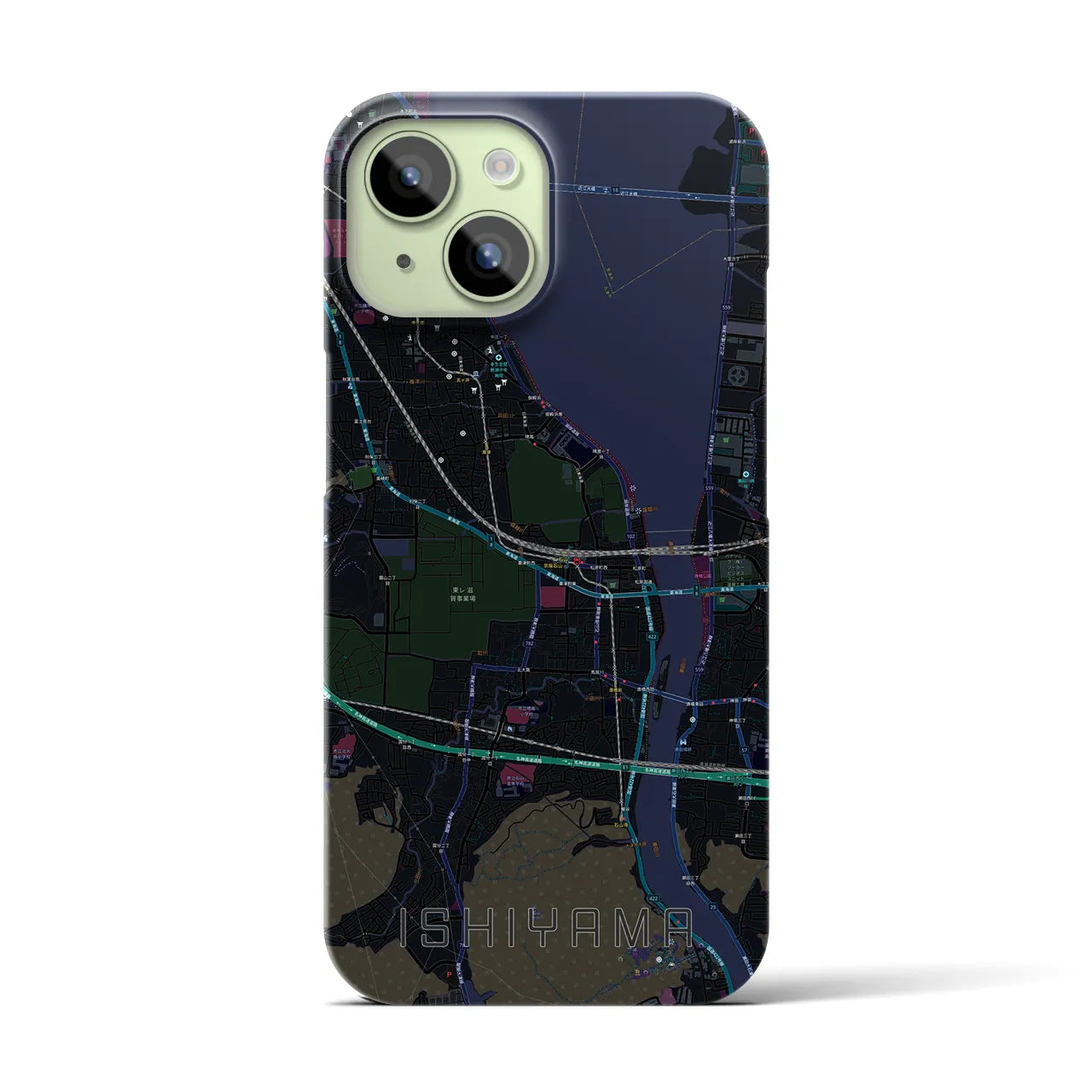 【石山(滋賀県)】地図柄iPhoneケース(バックカバータイプ)
