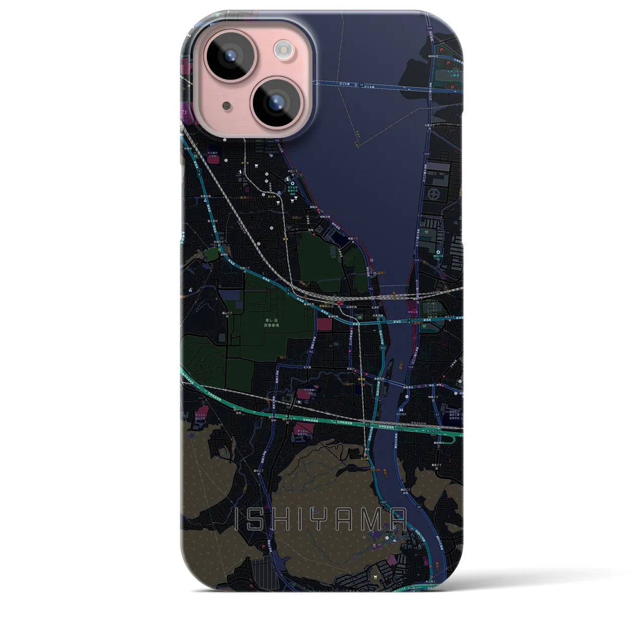 【石山(滋賀県)】地図柄iPhoneケース(バックカバータイプ)