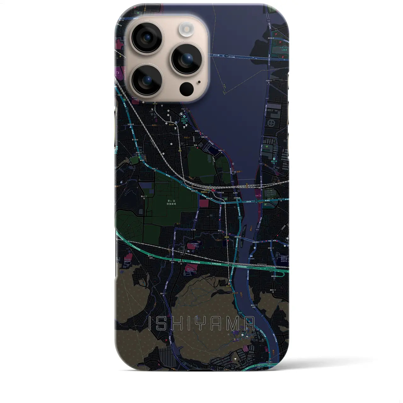 【石山(滋賀県)】地図柄iPhoneケース(バックカバータイプ)