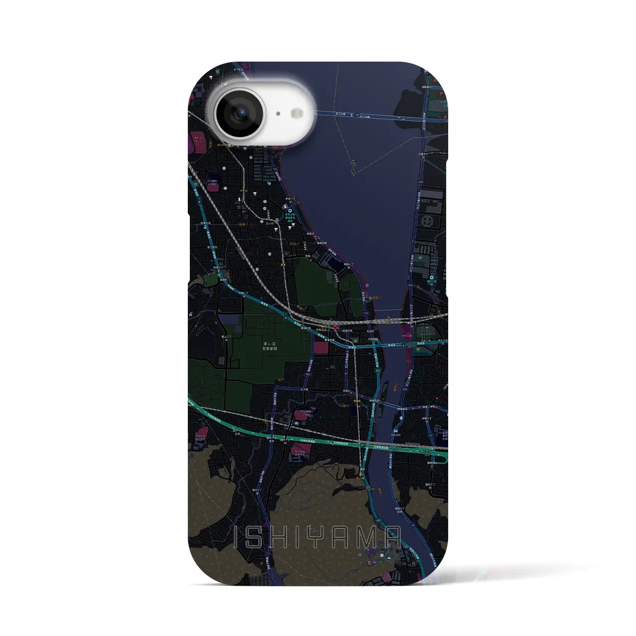 【石山(滋賀県)】地図柄iPhoneケース(バックカバータイプ)