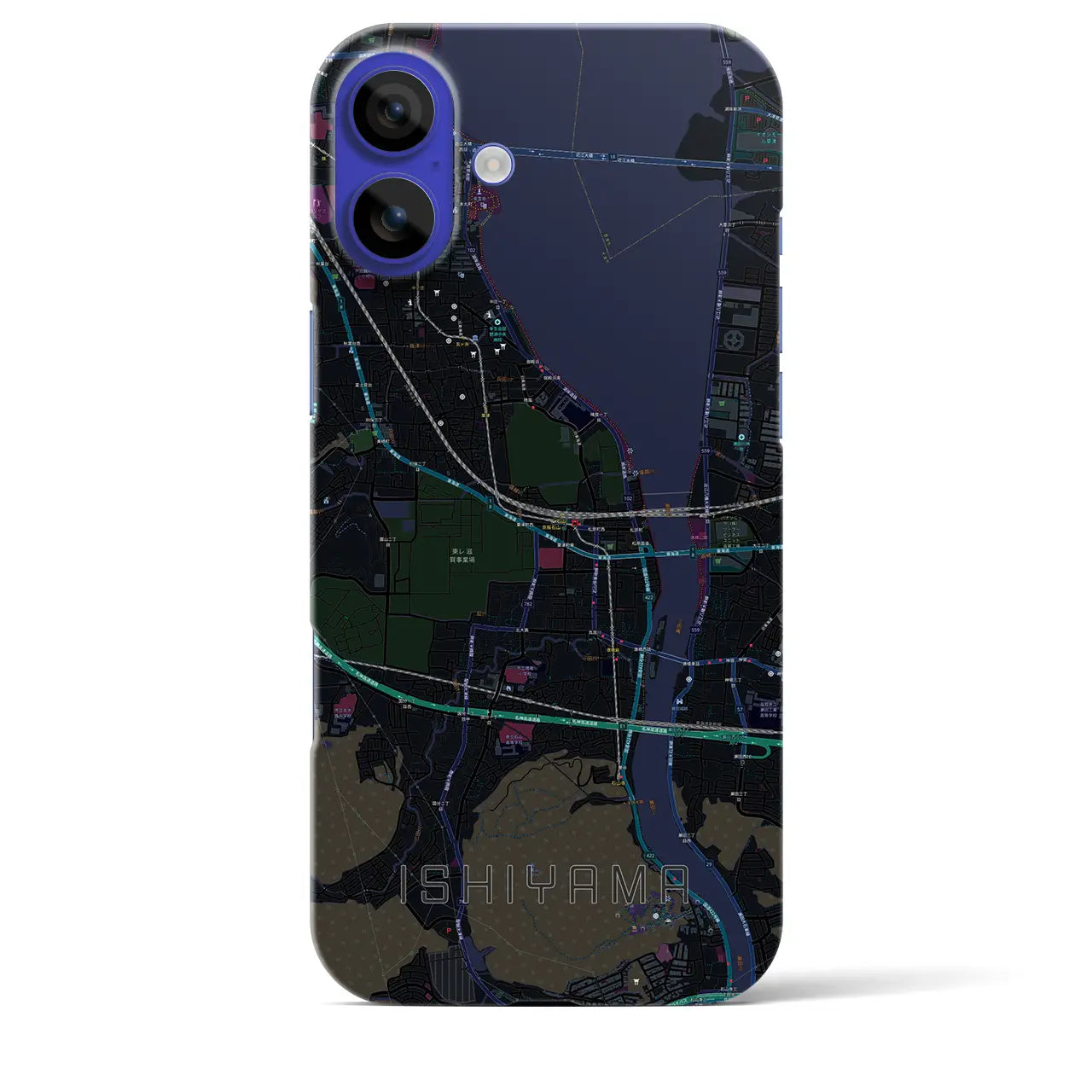【石山(滋賀県)】地図柄iPhoneケース(バックカバータイプ)