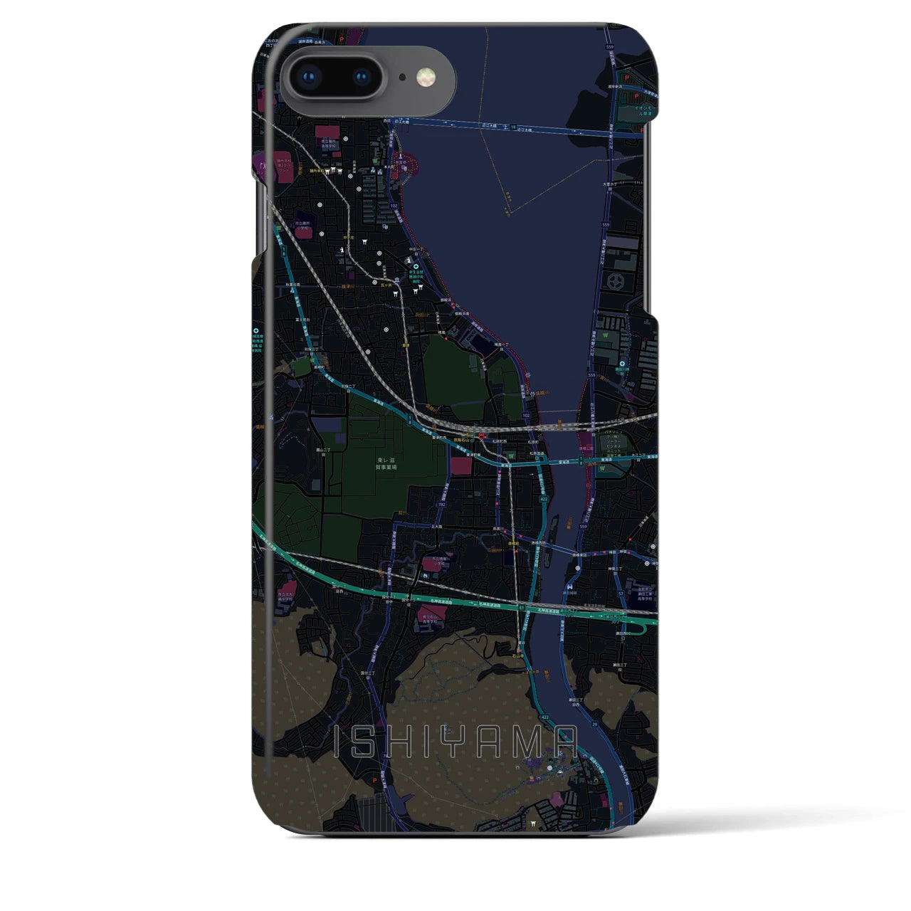 【石山(滋賀県)】地図柄iPhoneケース(バックカバータイプ)