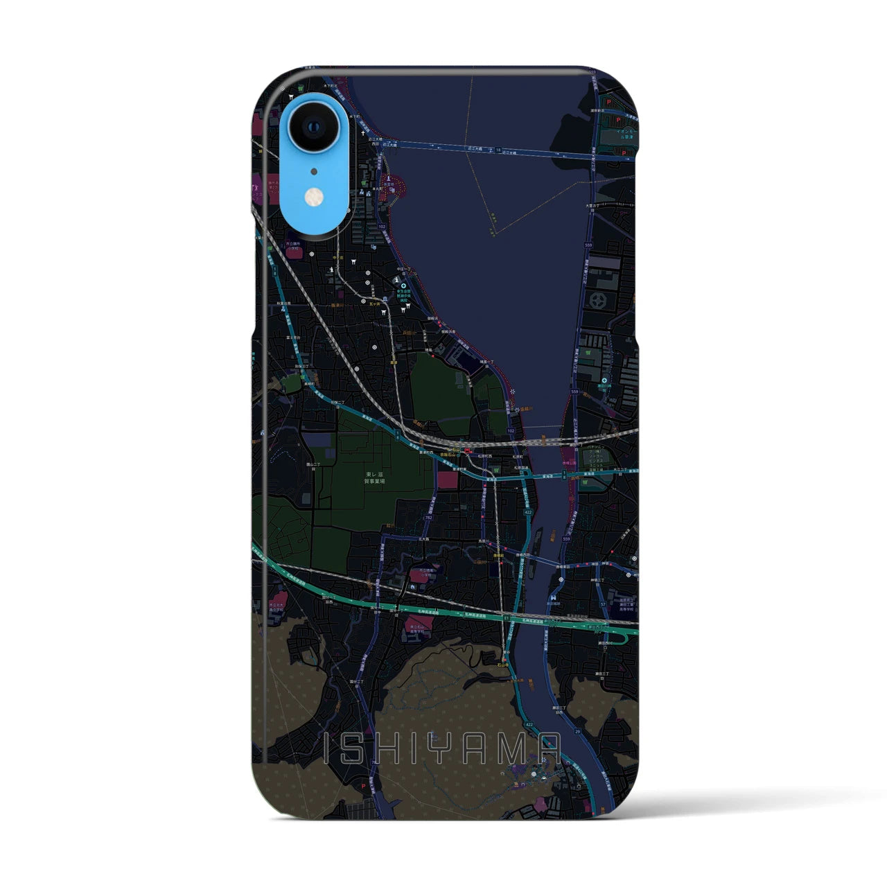 【石山(滋賀県)】地図柄iPhoneケース(バックカバータイプ)
