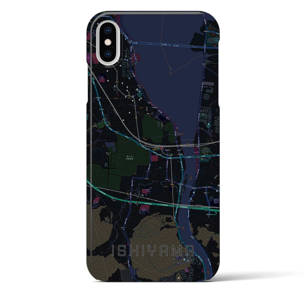 【石山(滋賀県)】地図柄iPhoneケース(バックカバータイプ)