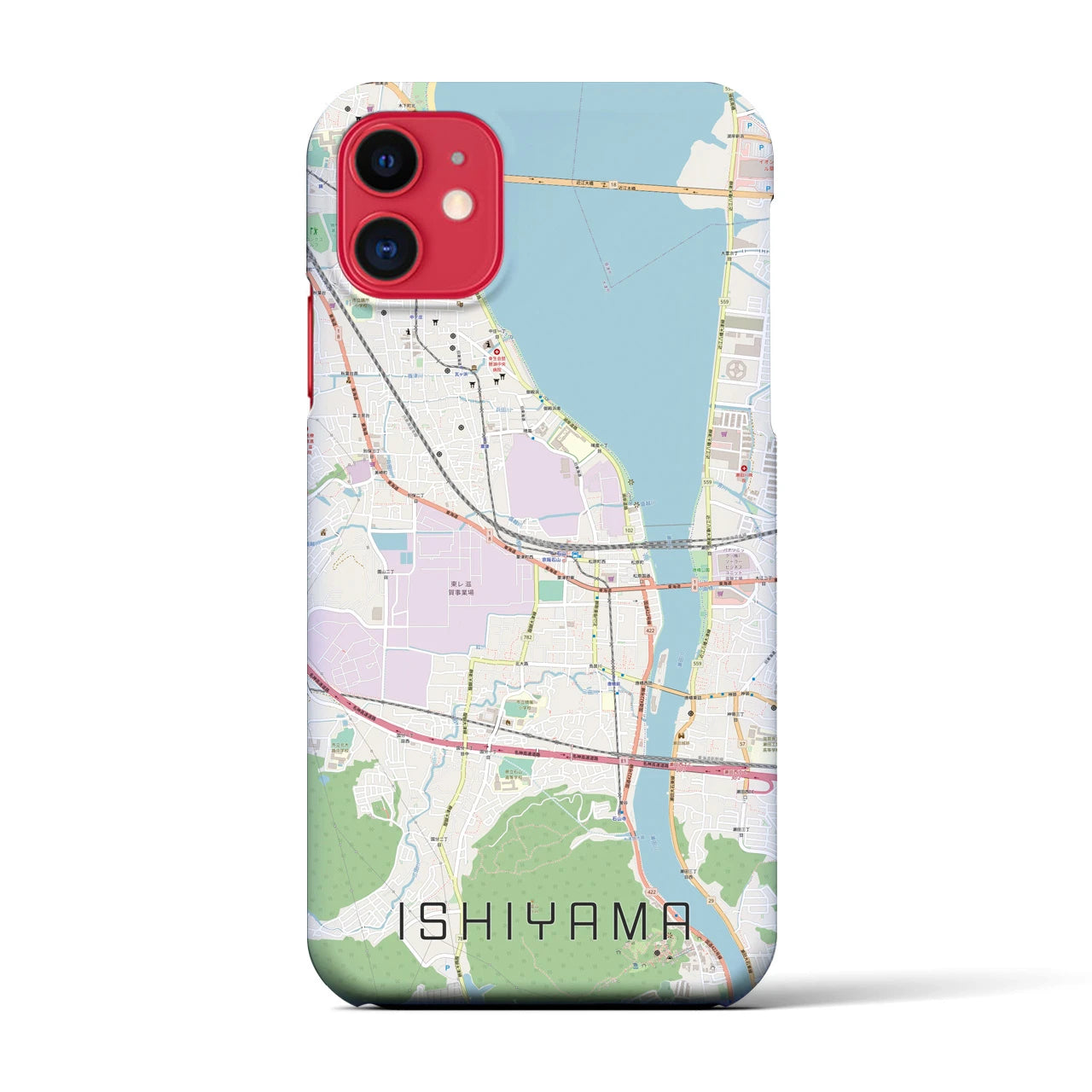 【石山(滋賀県)】地図柄iPhoneケース(バックカバータイプ)