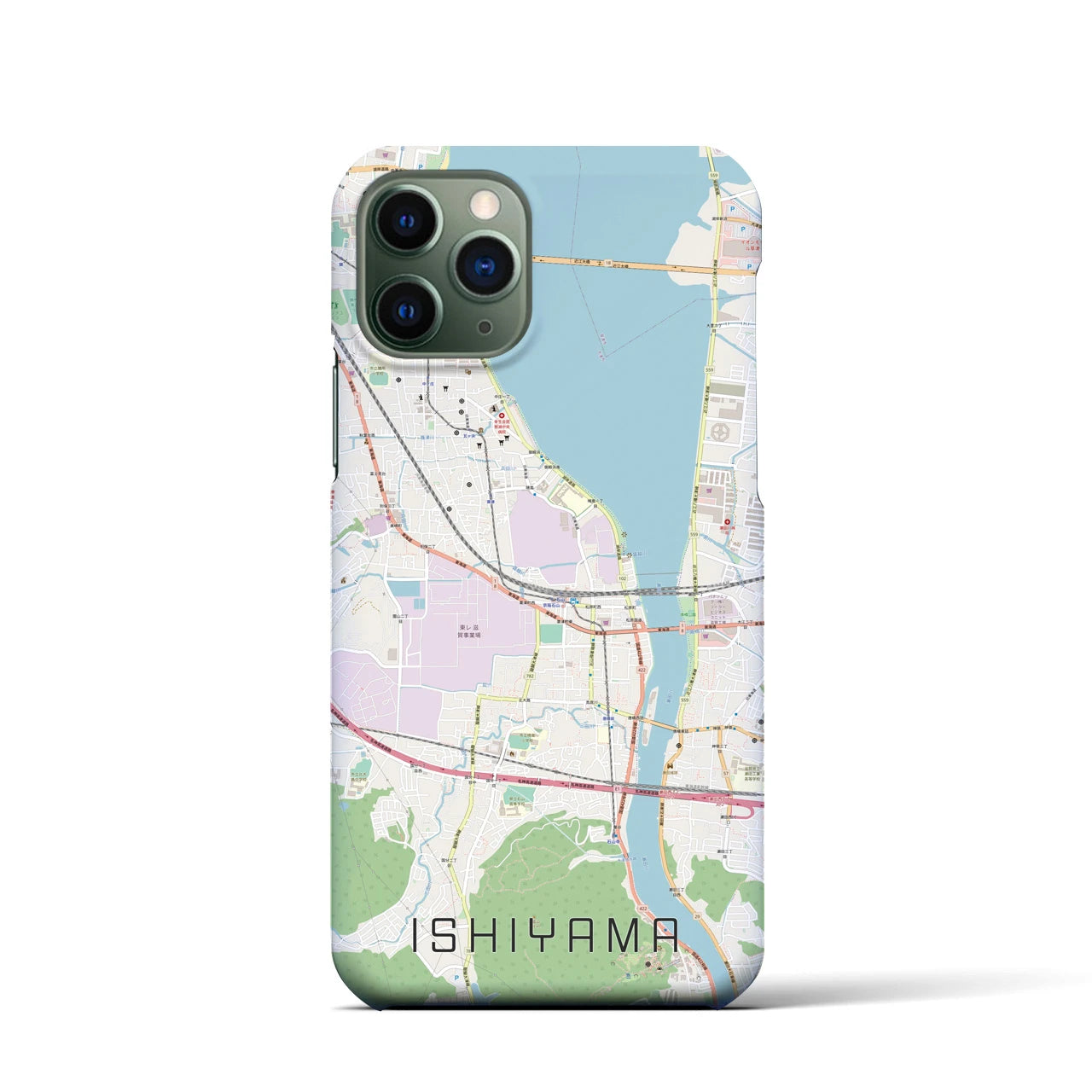 【石山(滋賀県)】地図柄iPhoneケース(バックカバータイプ)