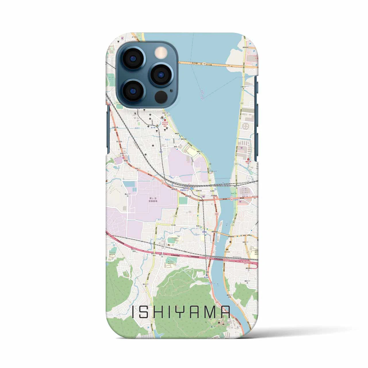 【石山(滋賀県)】地図柄iPhoneケース(バックカバータイプ)