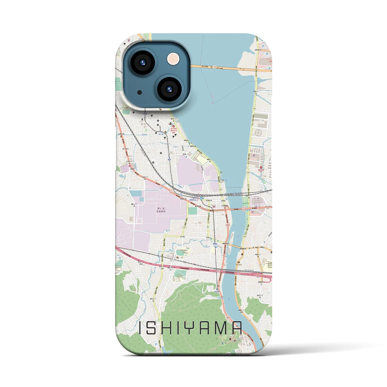 【石山(滋賀県)】地図柄iPhoneケース(バックカバータイプ)