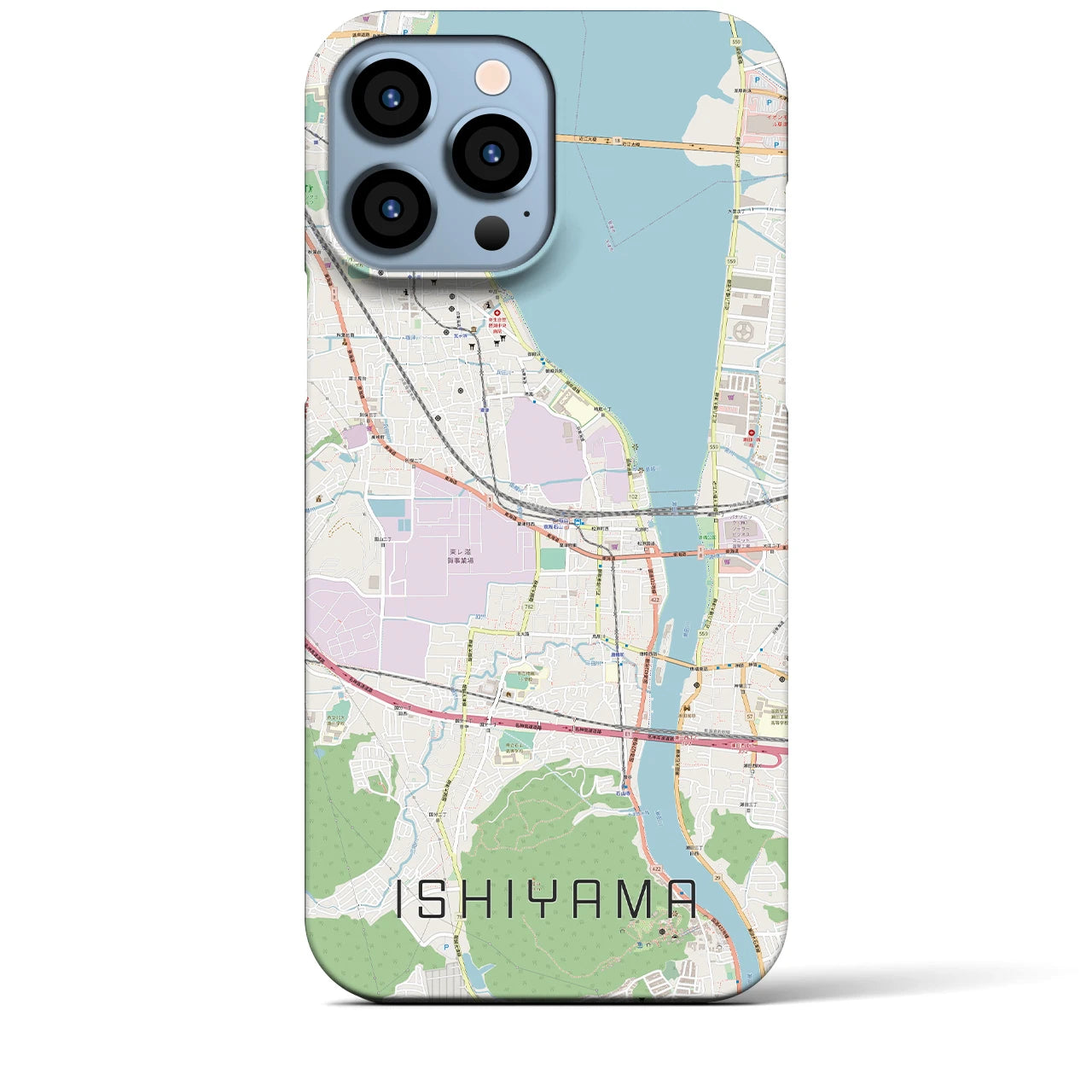 【石山(滋賀県)】地図柄iPhoneケース(バックカバータイプ)
