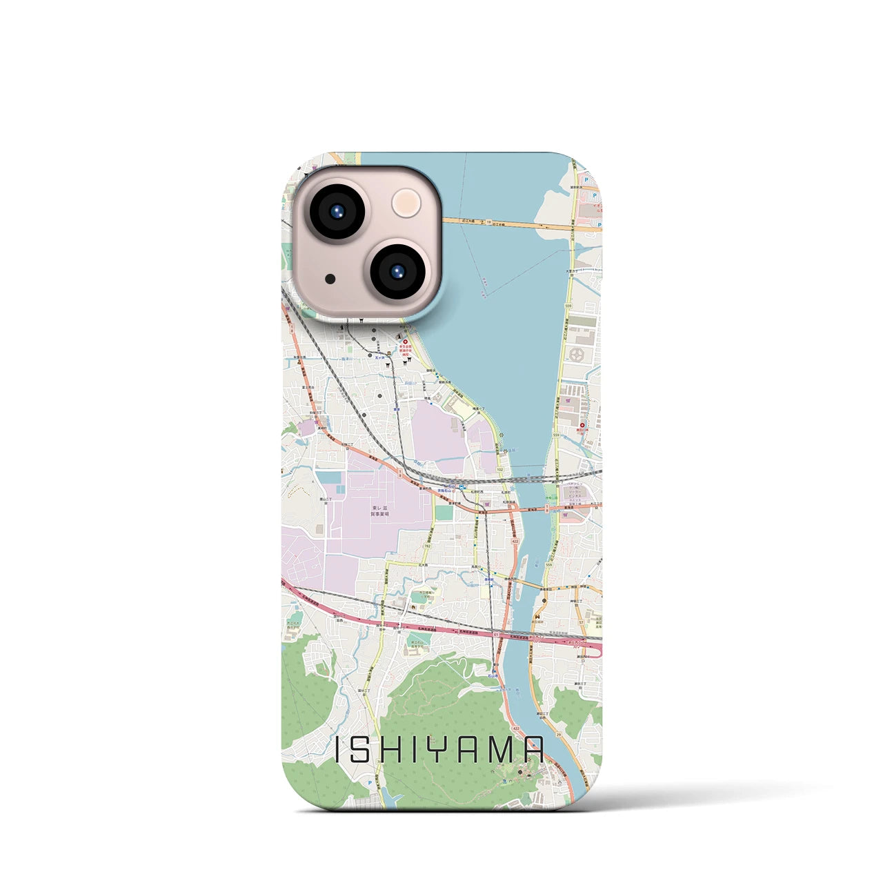 【石山(滋賀県)】地図柄iPhoneケース(バックカバータイプ)