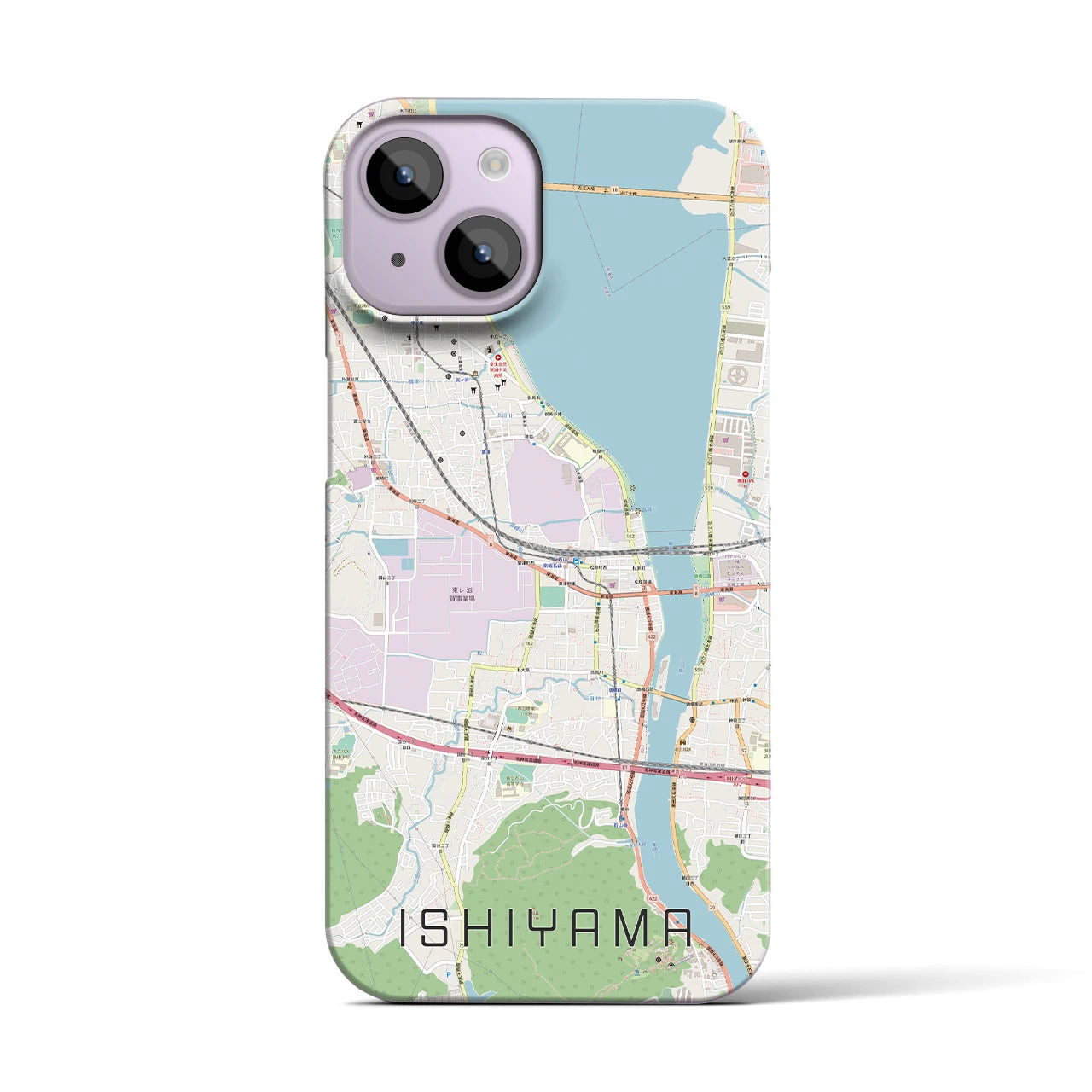 【石山(滋賀県)】地図柄iPhoneケース(バックカバータイプ)