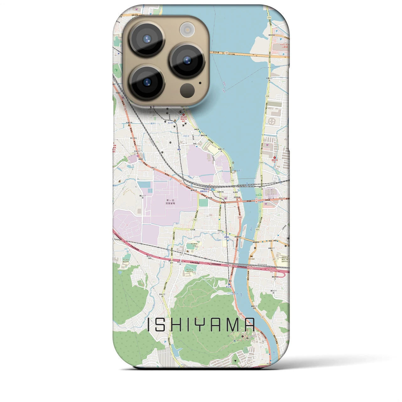 【石山(滋賀県)】地図柄iPhoneケース(バックカバータイプ)