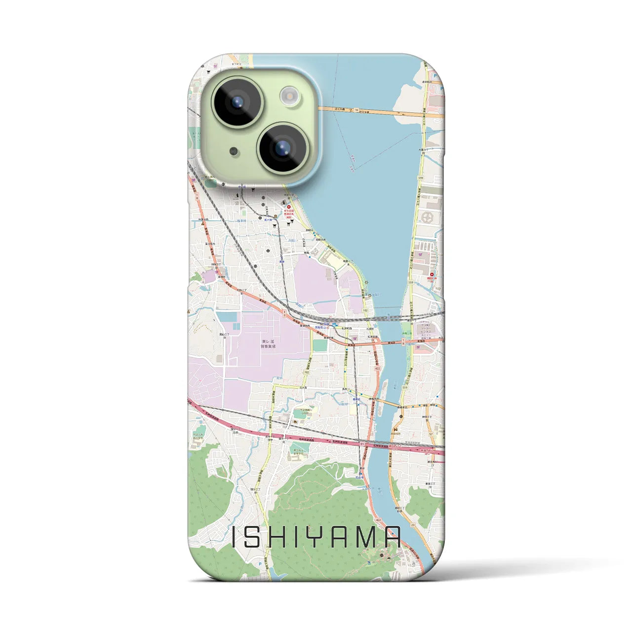 【石山(滋賀県)】地図柄iPhoneケース(バックカバータイプ)