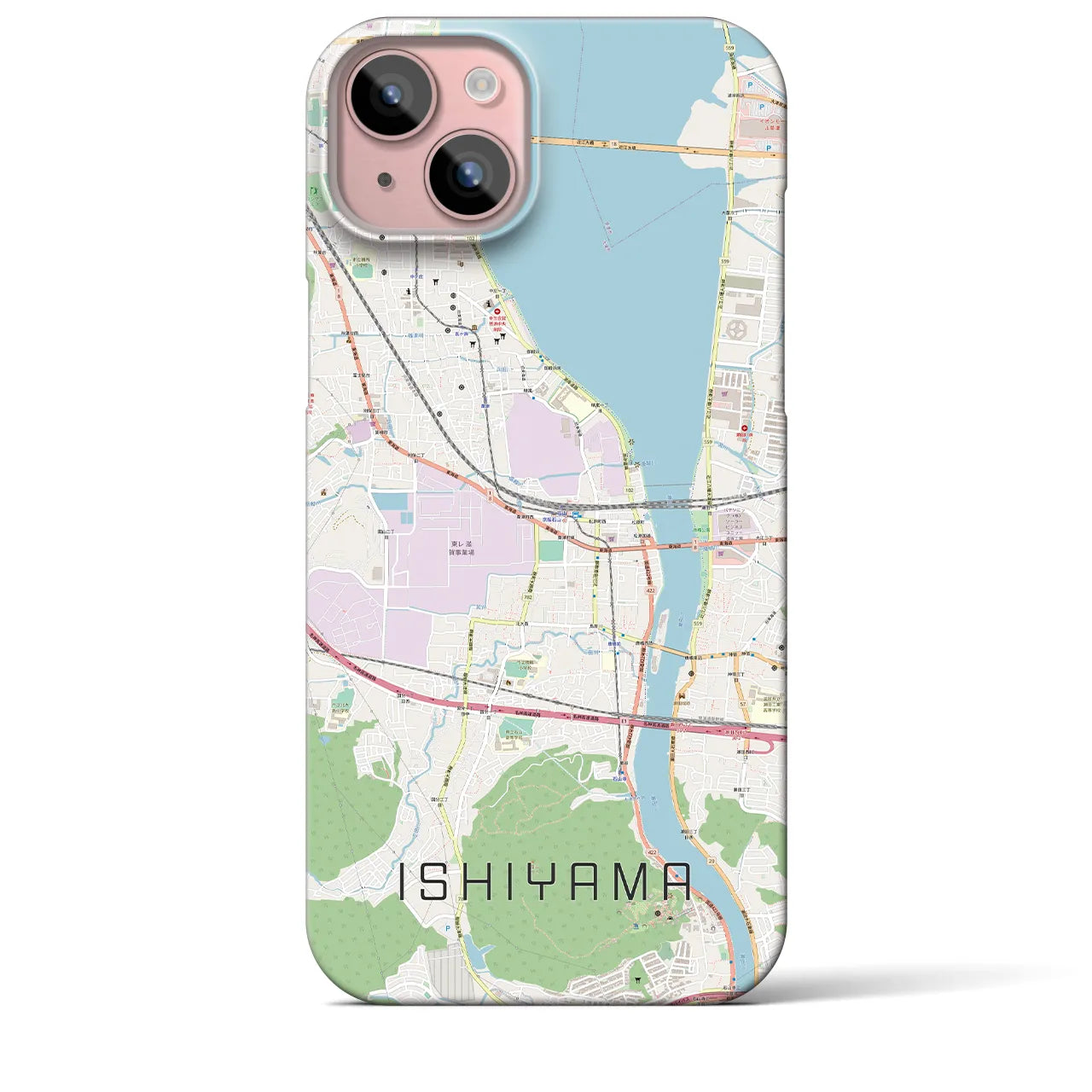 【石山(滋賀県)】地図柄iPhoneケース(バックカバータイプ)