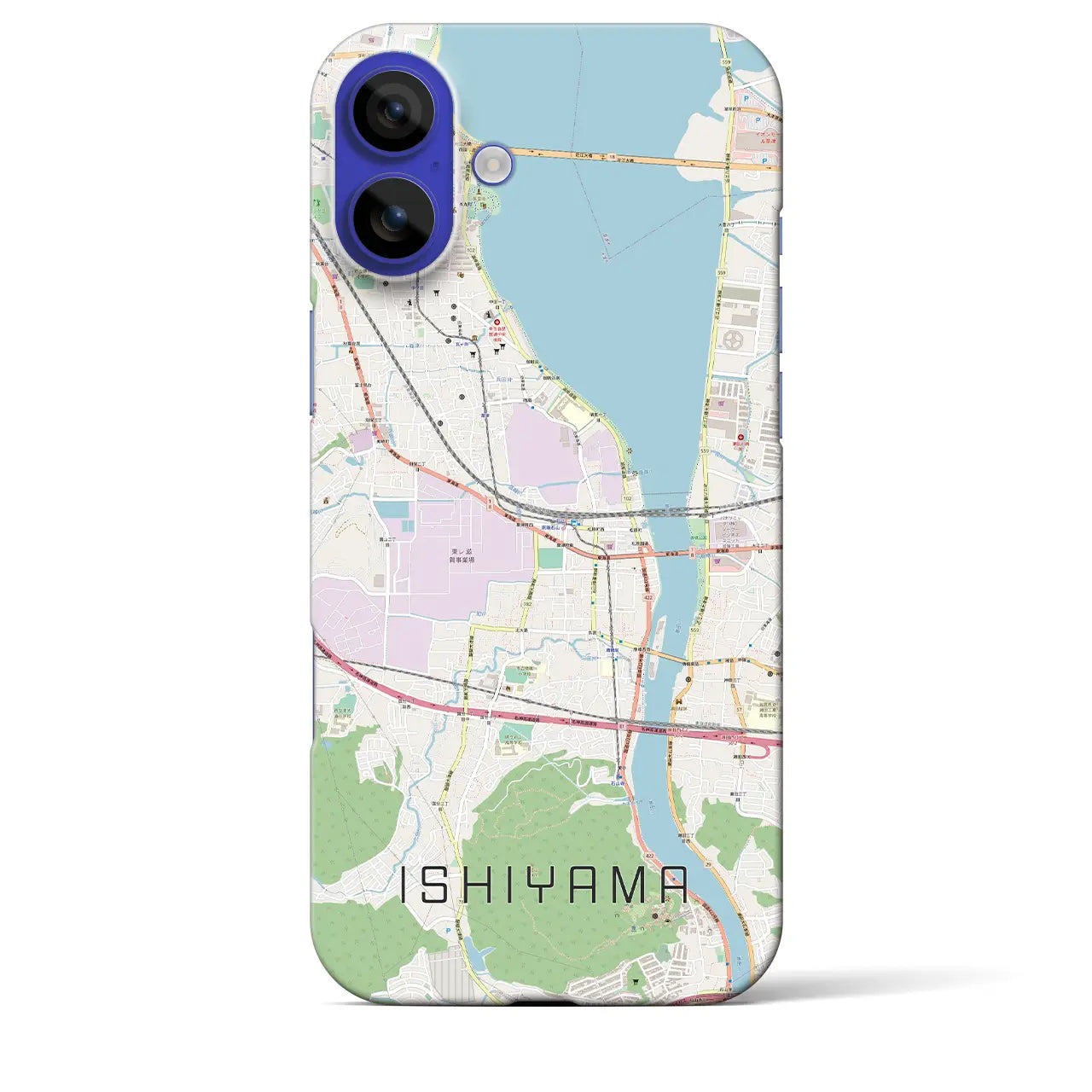 【石山(滋賀県)】地図柄iPhoneケース(バックカバータイプ)ナチュラル・iPhone 16 Pro Max 用