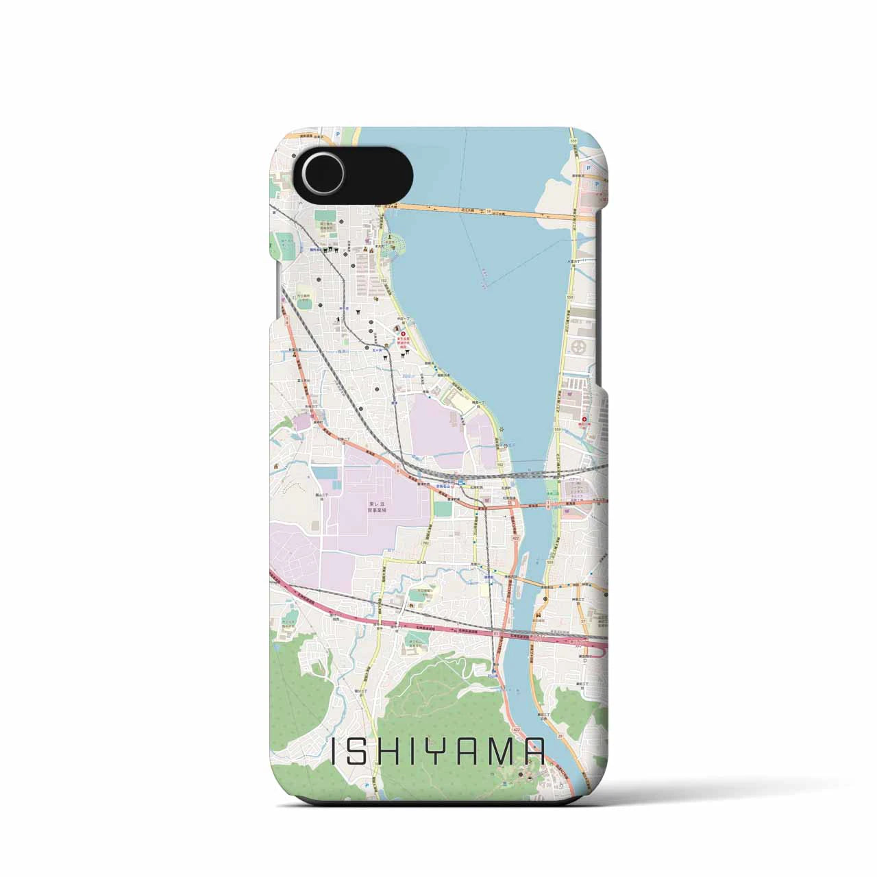 【石山(滋賀県)】地図柄iPhoneケース(バックカバータイプ)
