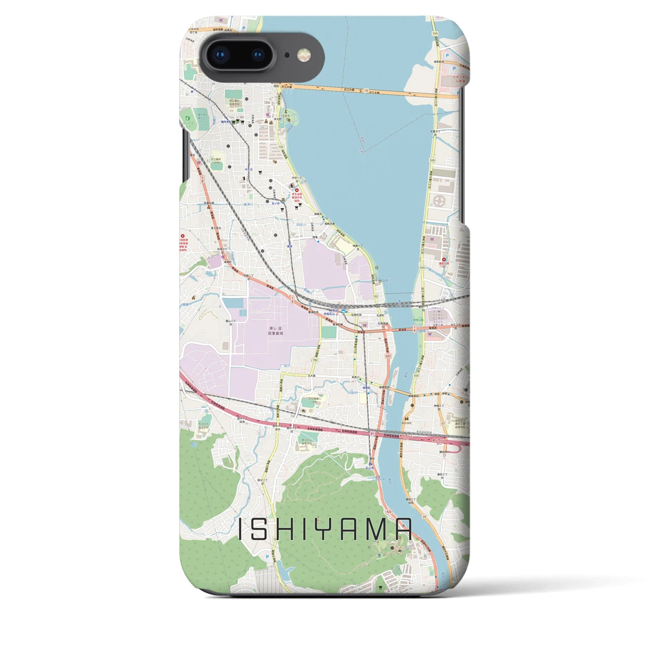 【石山(滋賀県)】地図柄iPhoneケース(バックカバータイプ)