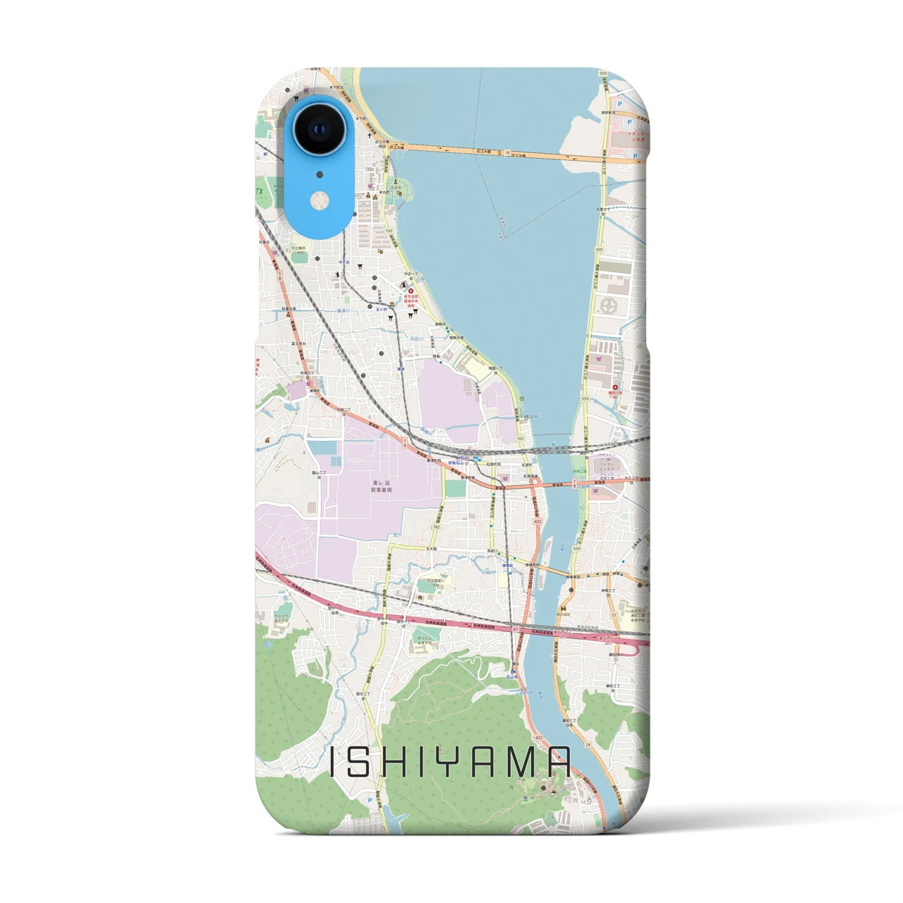 【石山(滋賀県)】地図柄iPhoneケース(バックカバータイプ)