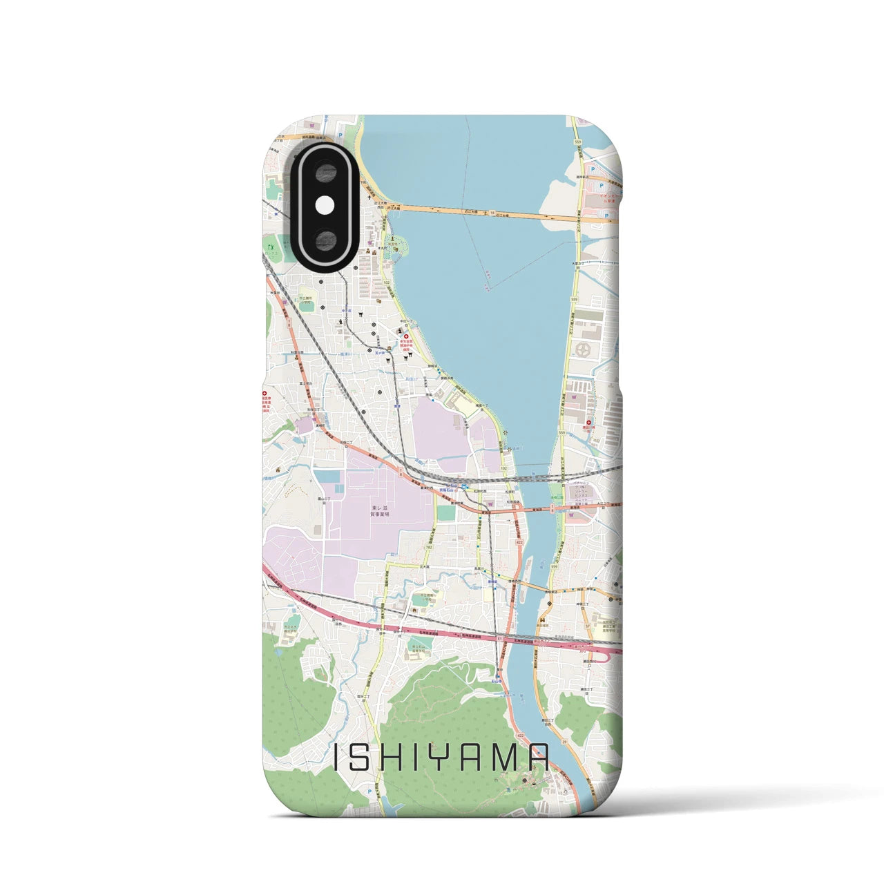 【石山(滋賀県)】地図柄iPhoneケース(バックカバータイプ)