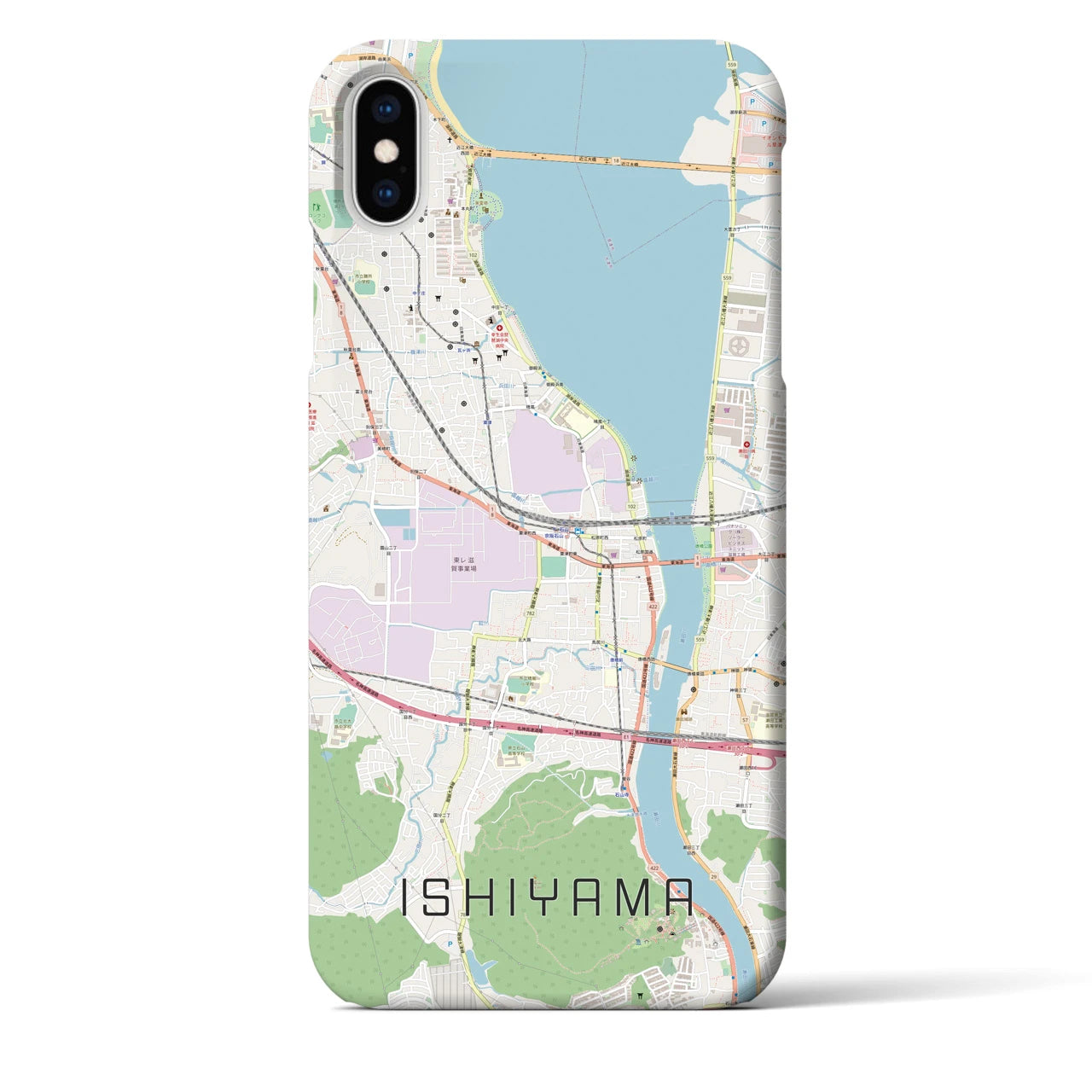 【石山(滋賀県)】地図柄iPhoneケース(バックカバータイプ)