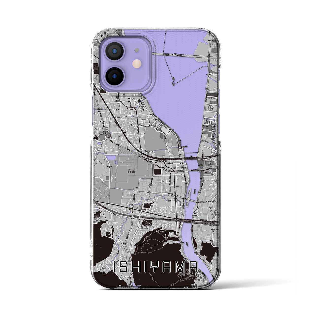 【石山(滋賀県)】地図柄iPhoneケース(クリアタイプ)