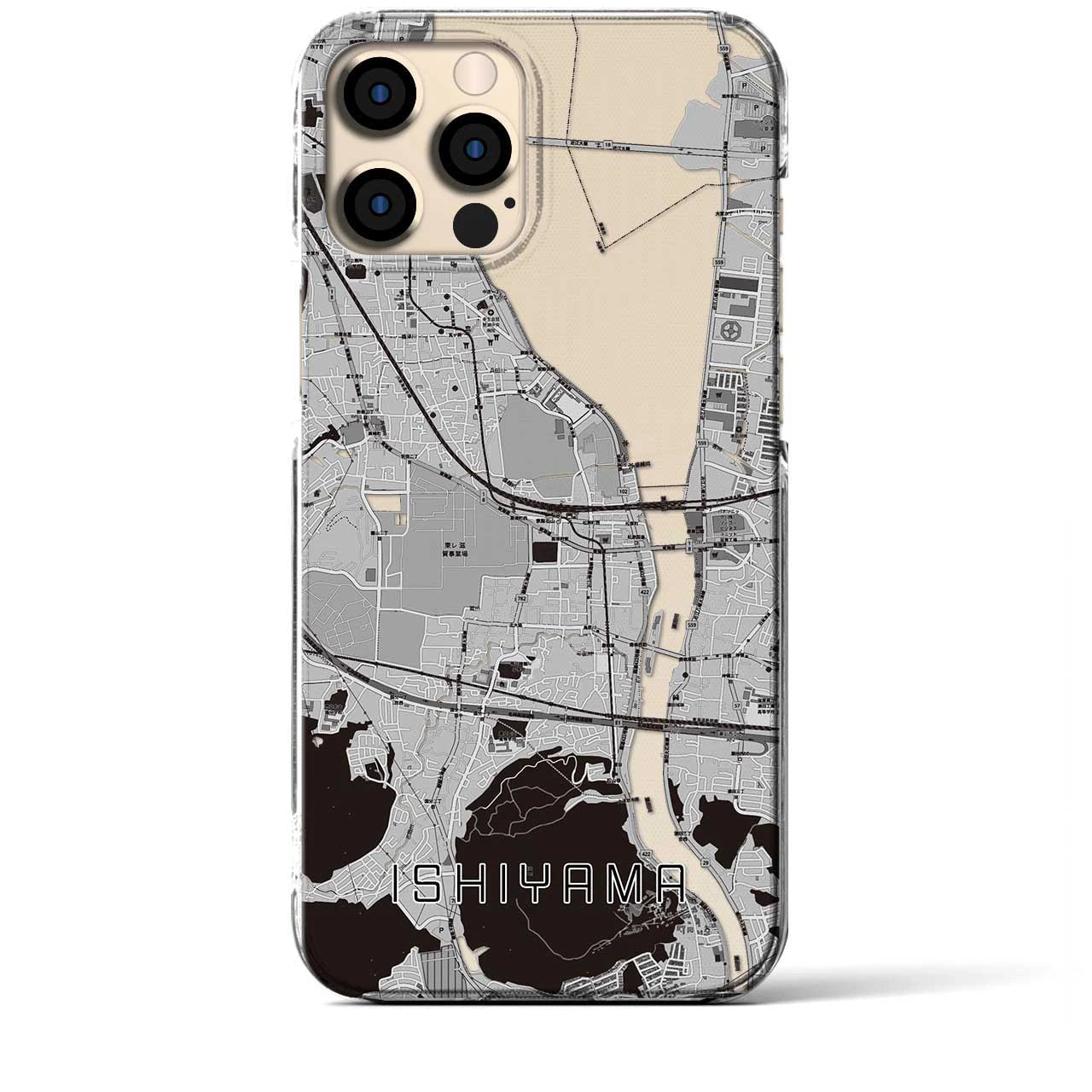 【石山(滋賀県)】地図柄iPhoneケース(クリアタイプ)