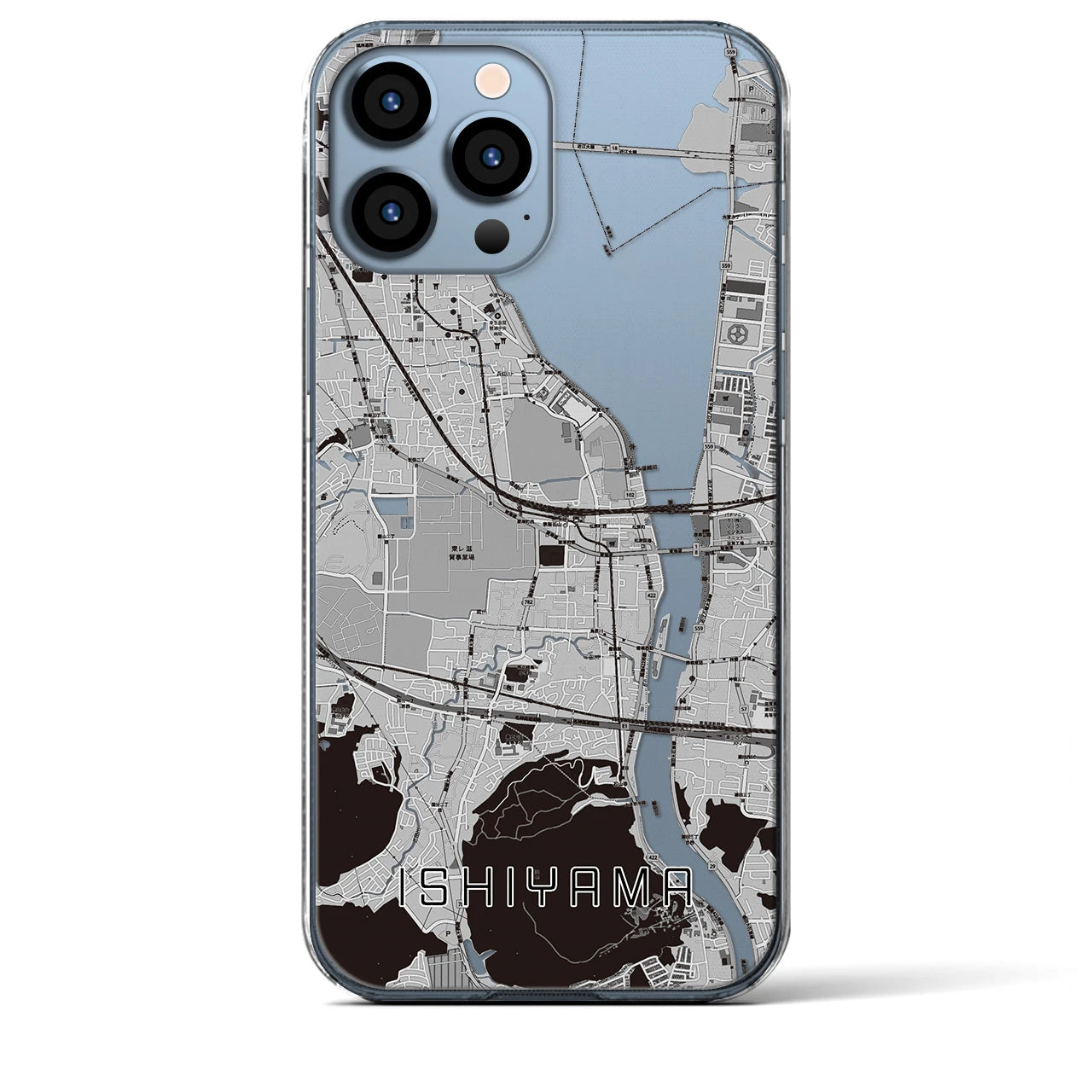 【石山(滋賀県)】地図柄iPhoneケース(クリアタイプ)