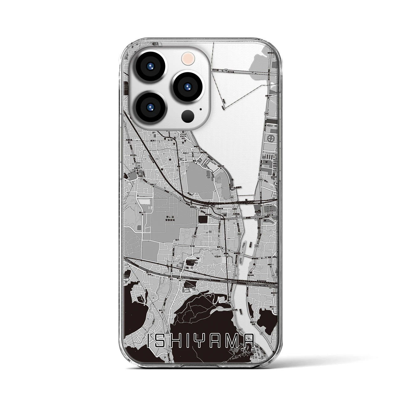 【石山(滋賀県)】地図柄iPhoneケース(クリアタイプ)