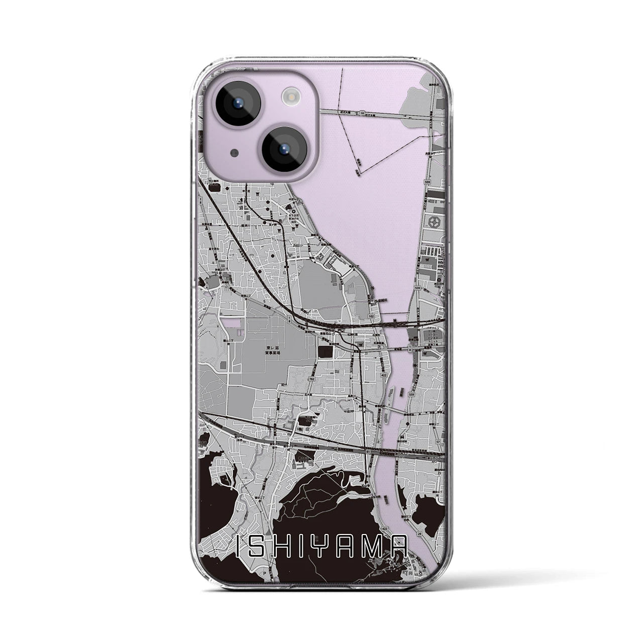 【石山(滋賀県)】地図柄iPhoneケース(クリアタイプ)