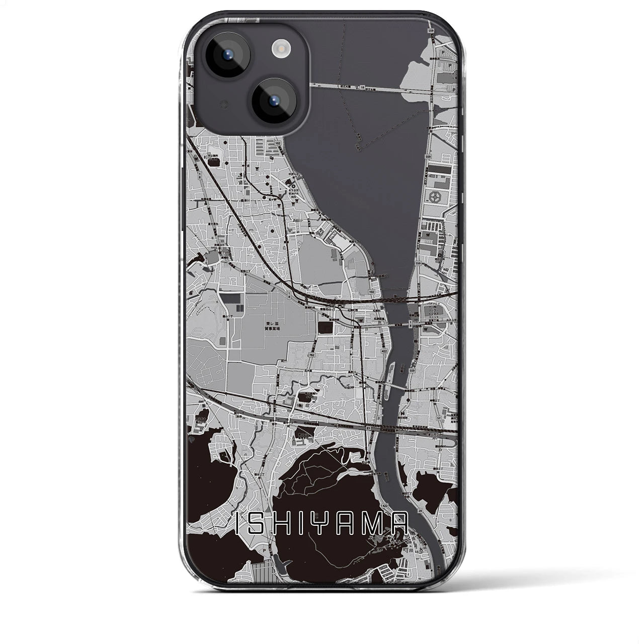 【石山(滋賀県)】地図柄iPhoneケース(クリアタイプ)