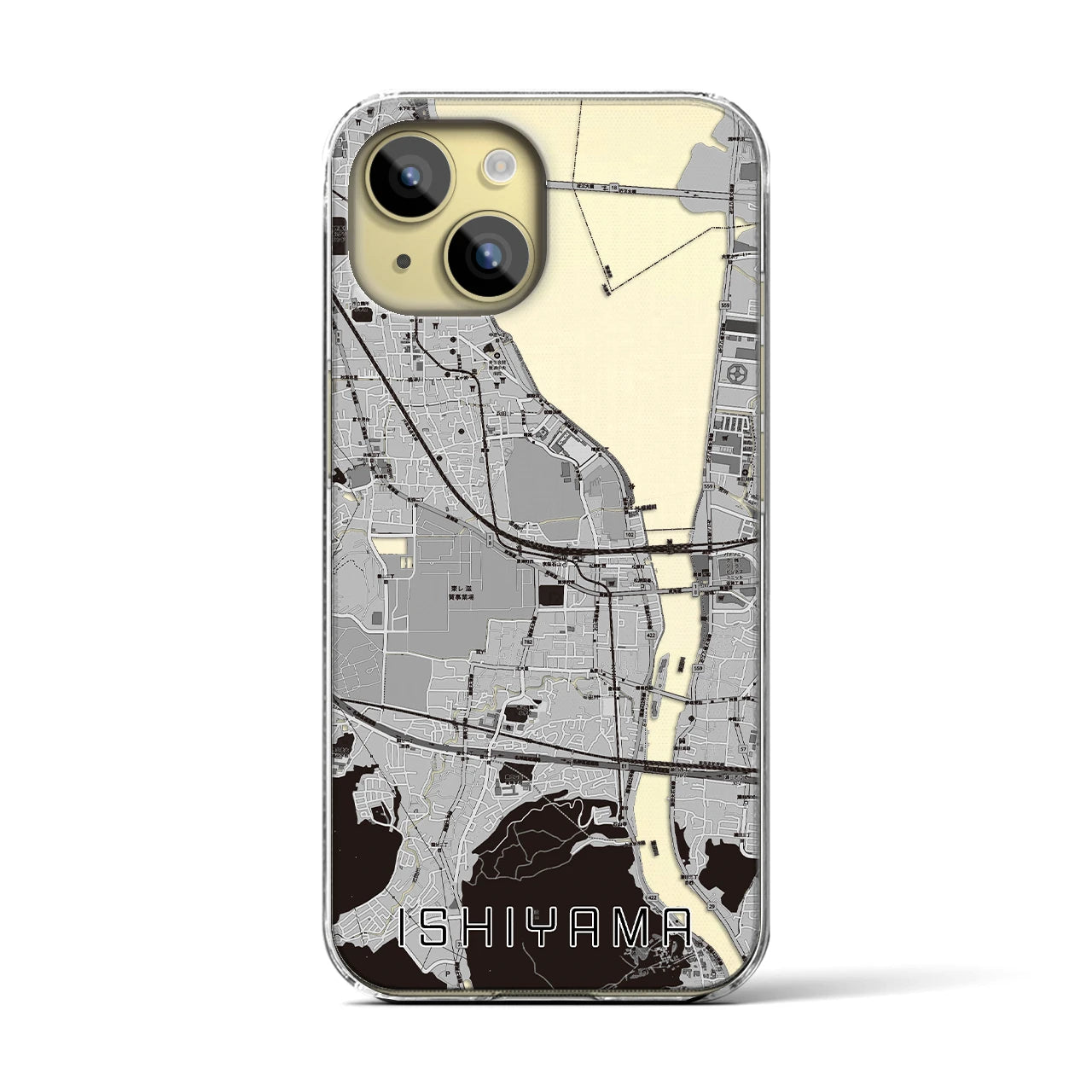 【石山(滋賀県)】地図柄iPhoneケース(クリアタイプ)