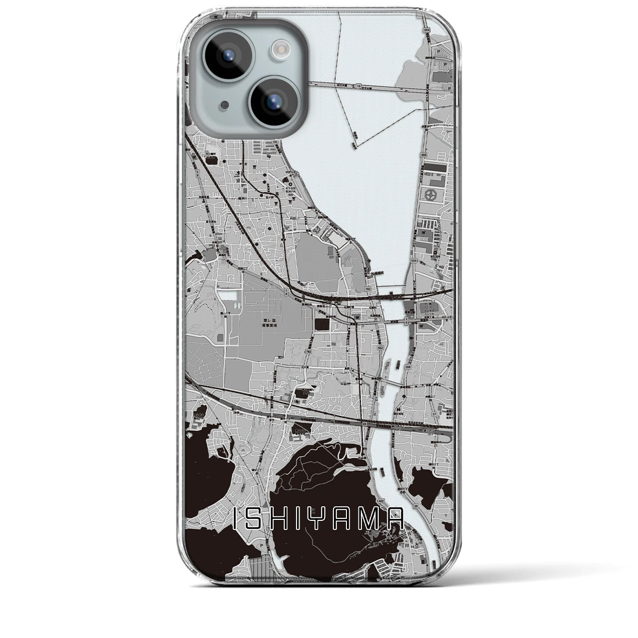 【石山(滋賀県)】地図柄iPhoneケース(クリアタイプ)