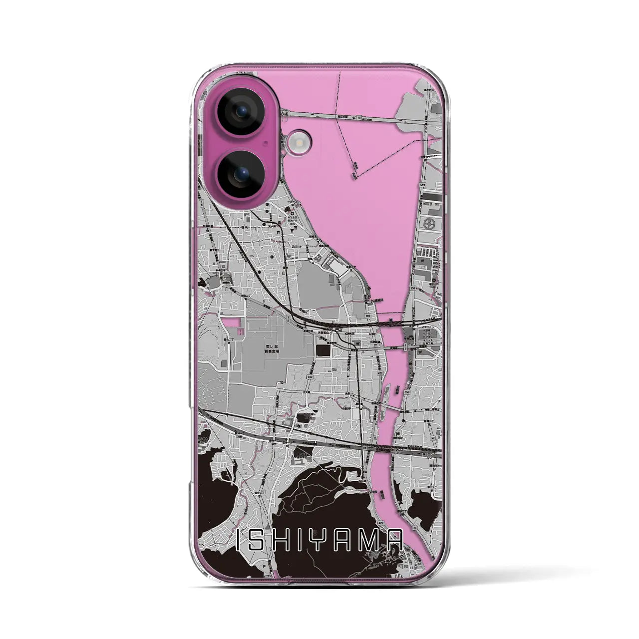 【石山(滋賀県)】地図柄iPhoneケース(クリアタイプ)