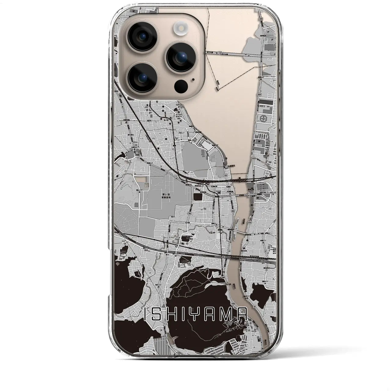 【石山(滋賀県)】地図柄iPhoneケース(クリアタイプ)