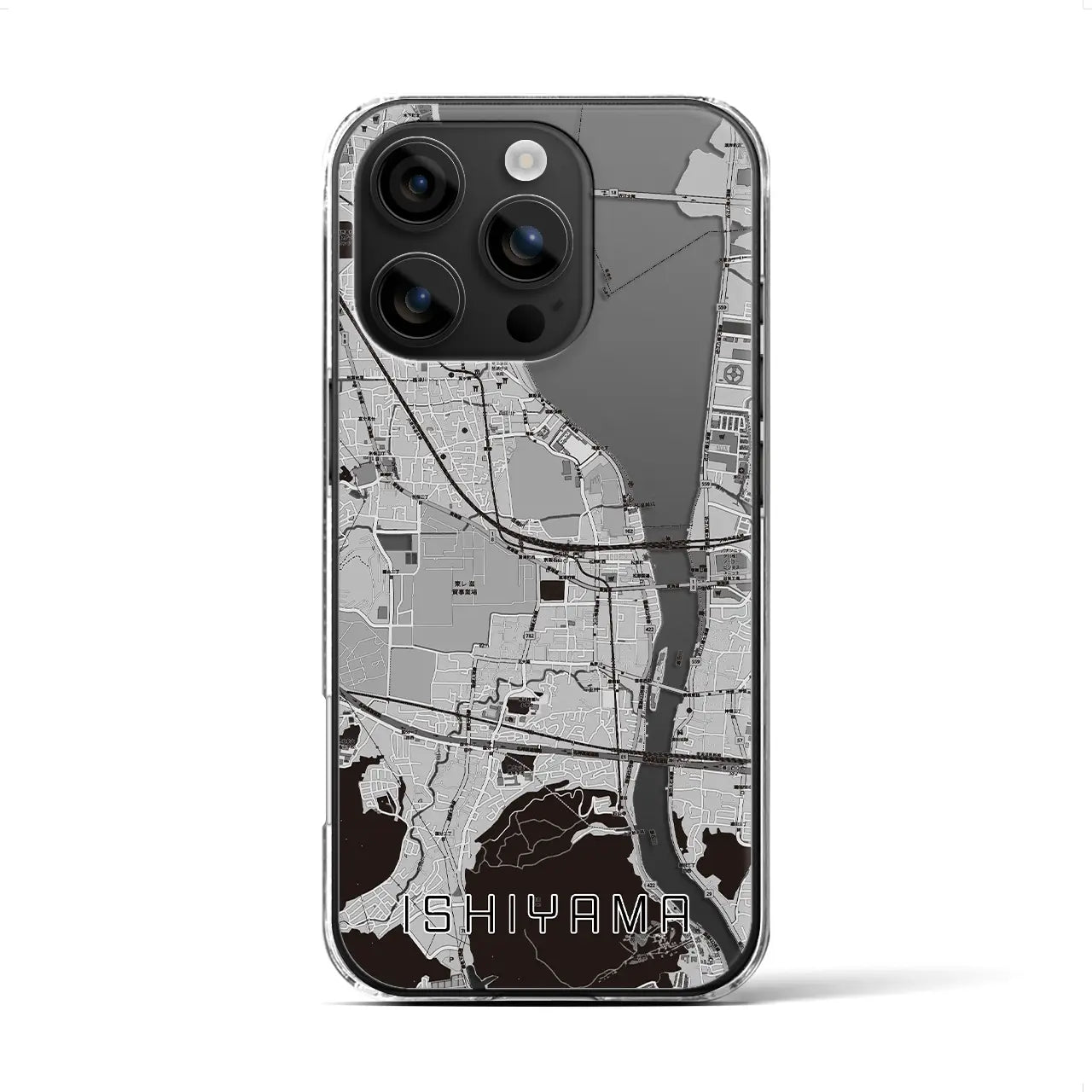 【石山(滋賀県)】地図柄iPhoneケース(クリアタイプ)