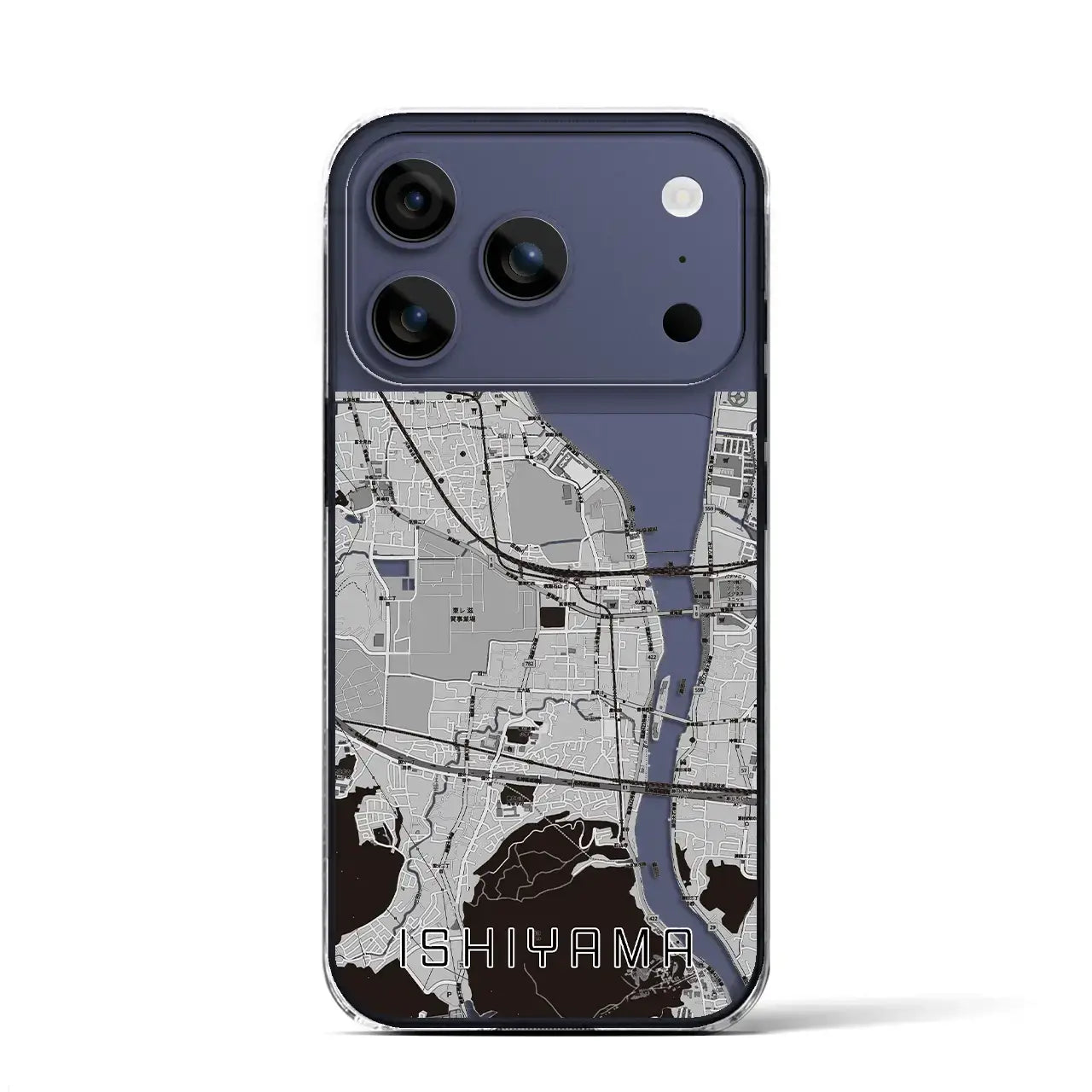 【石山(滋賀県)】地図柄iPhoneケース(クリアタイプ)モノトーン・iPhone 17 Pro Max 用