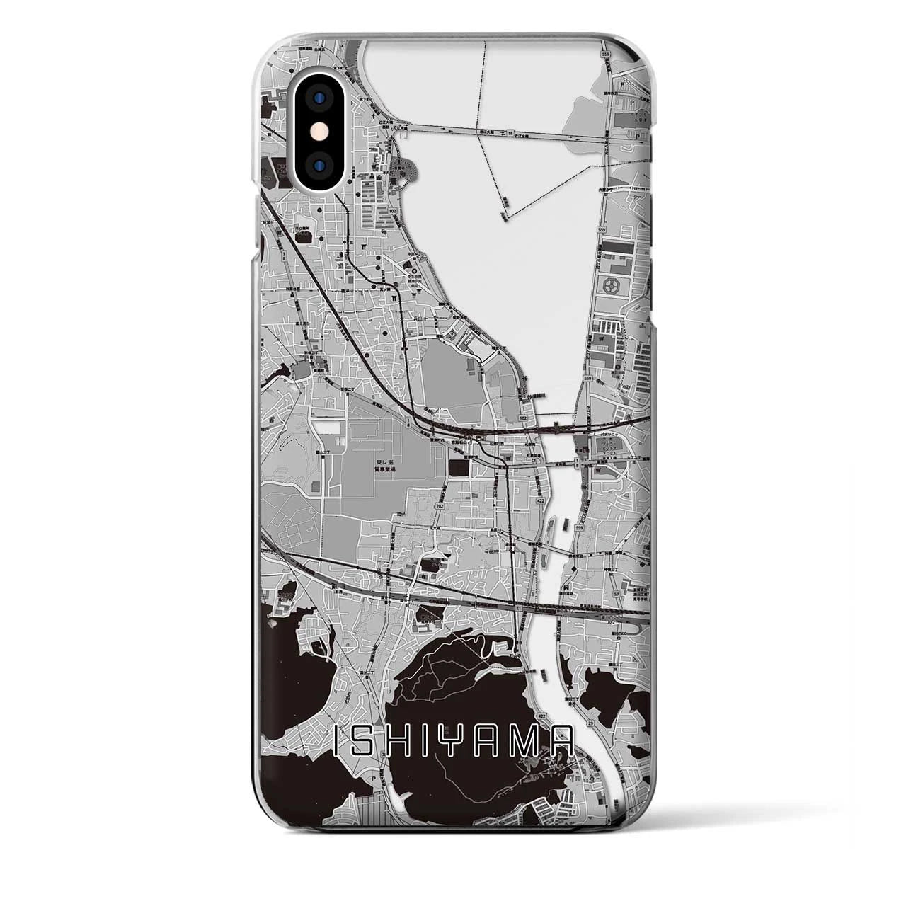 【石山(滋賀県)】地図柄iPhoneケース(クリアタイプ)