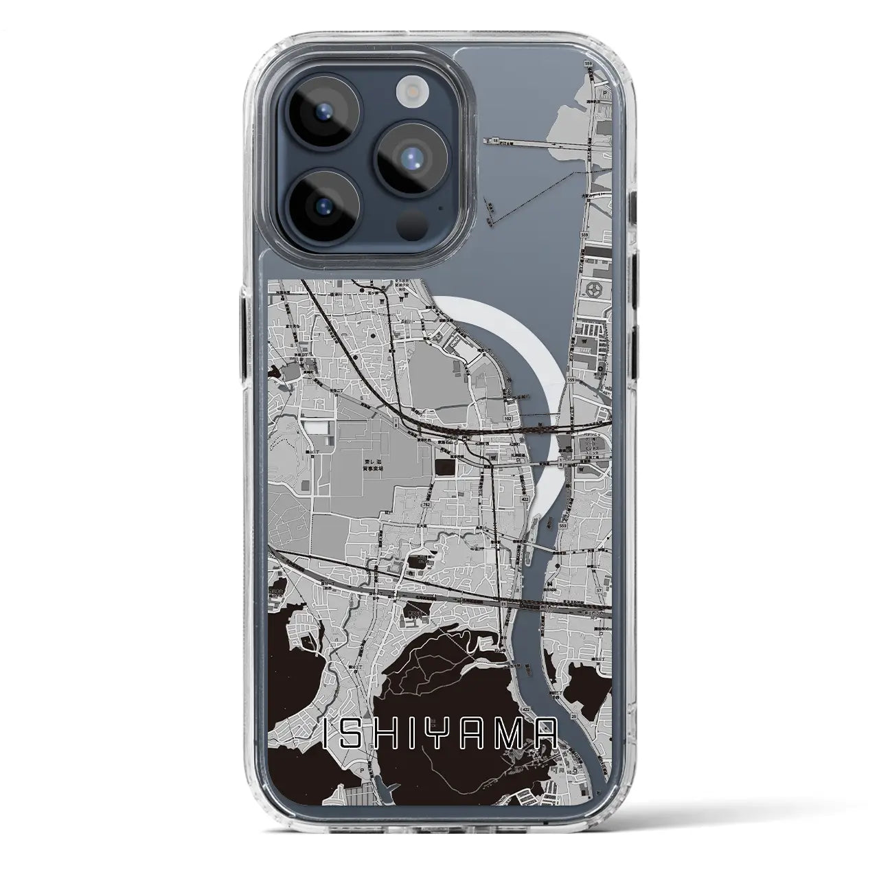 【石山(滋賀県)】地図柄iPhoneケース(MagSafeタイプ)