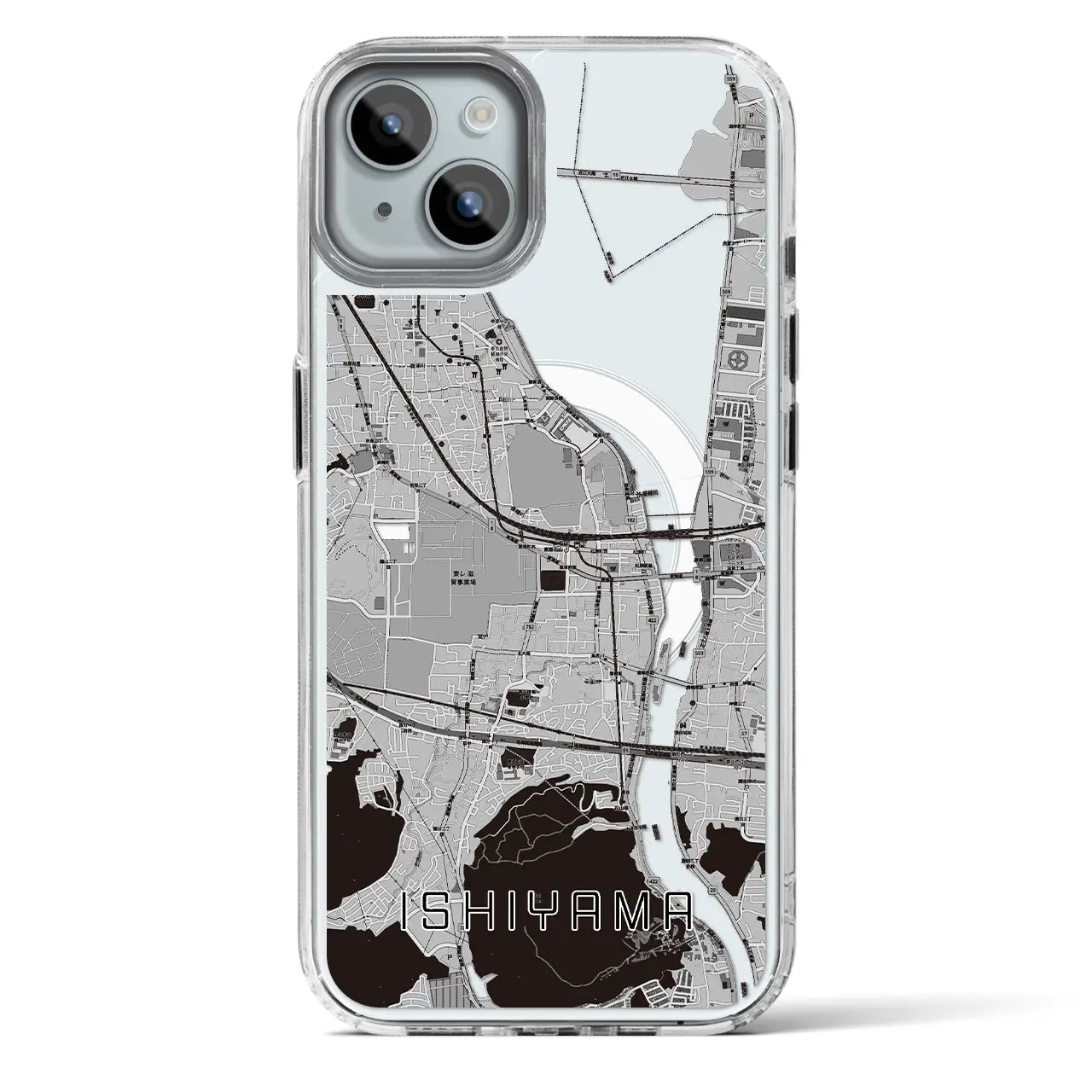 【石山(滋賀県)】地図柄iPhoneケース(MagSafeタイプ)