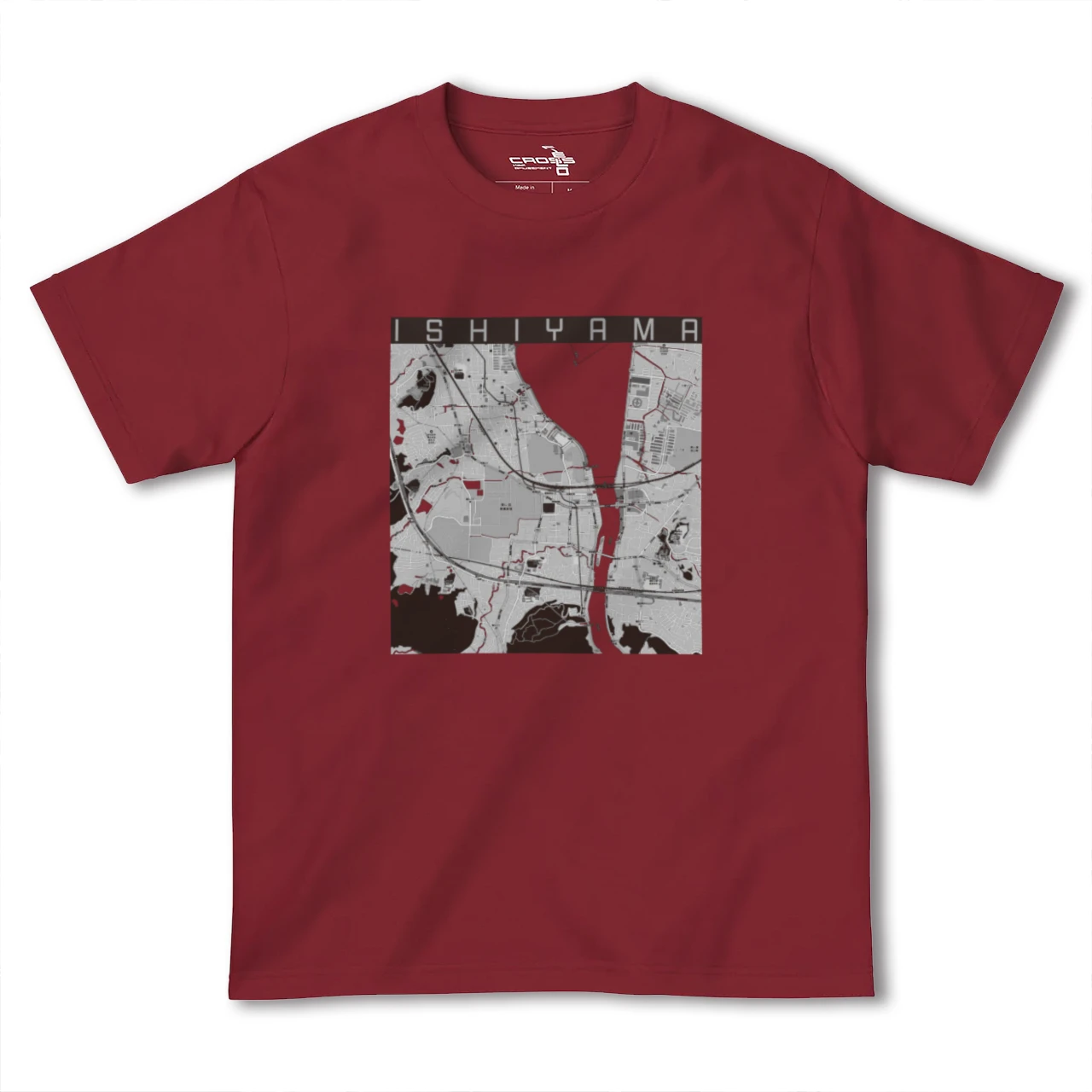 【石山(滋賀県)】地図柄ヘビーウェイトTシャツ