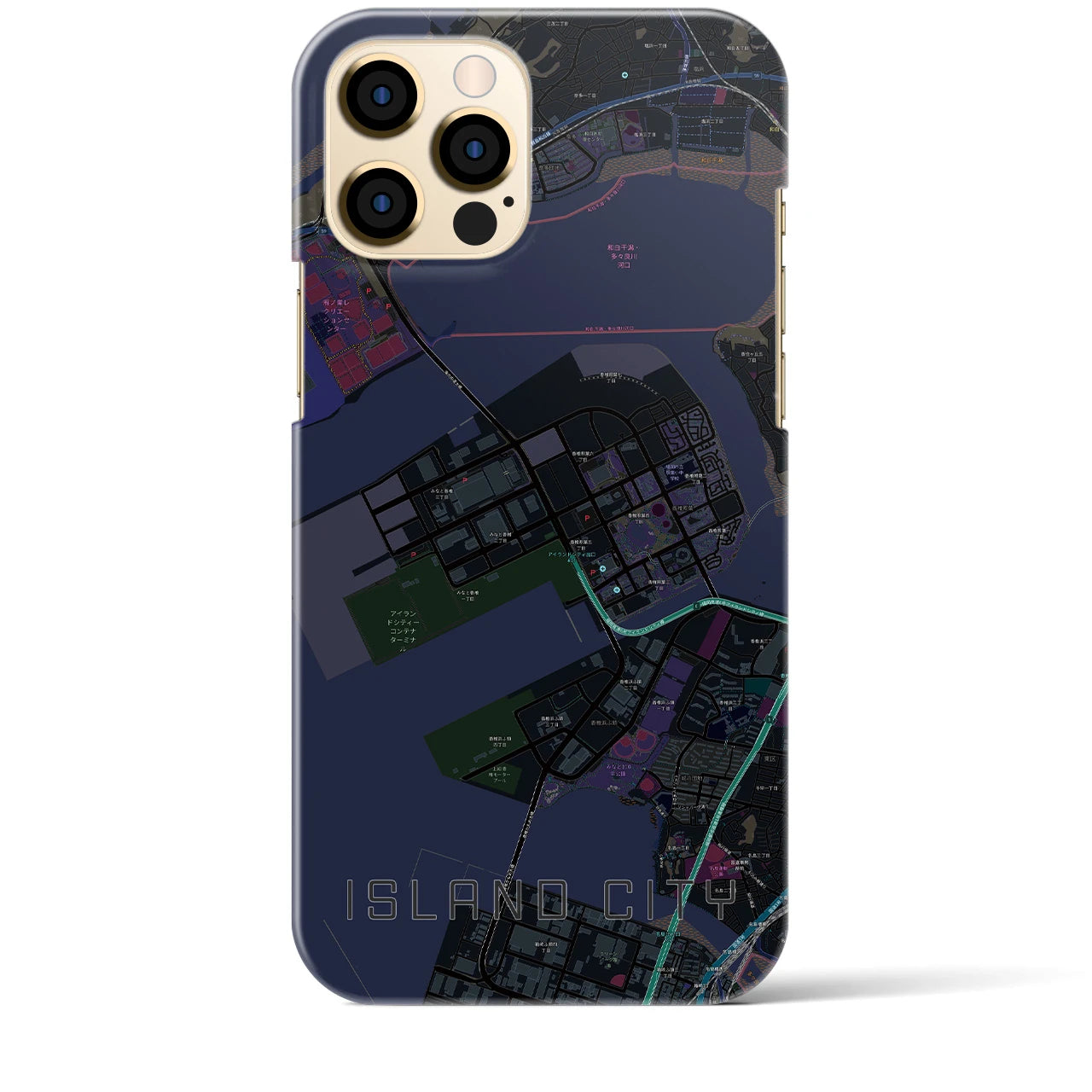 【アイランドシティ(福岡県)】地図柄iPhoneケース(バックカバータイプ)