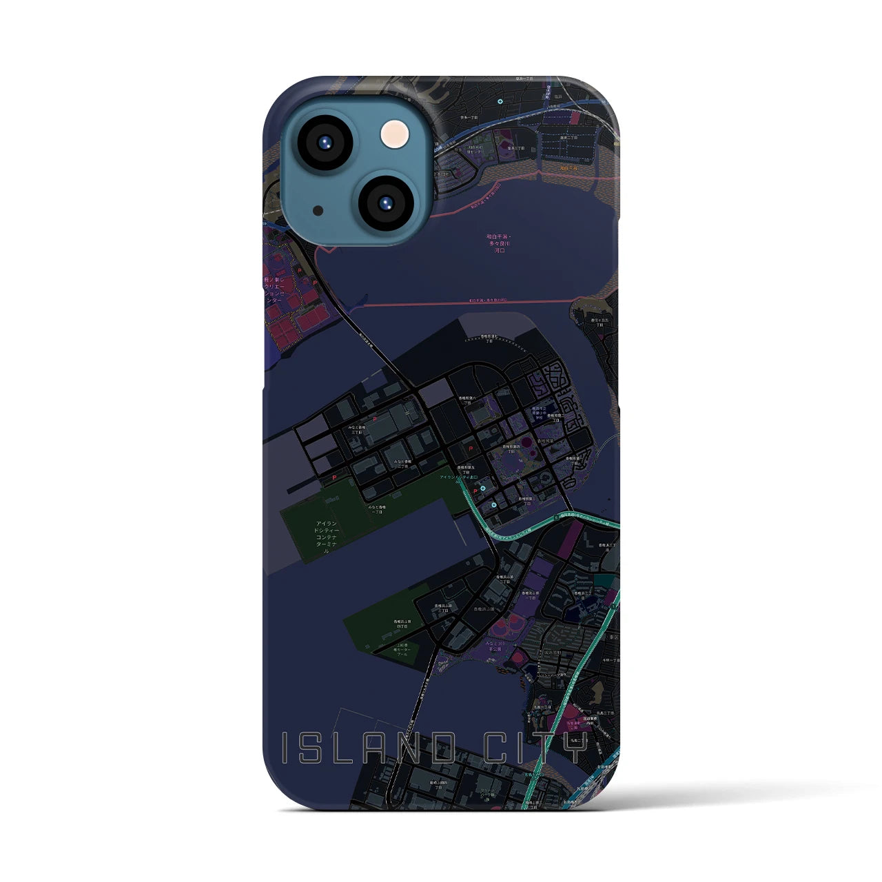 【アイランドシティ(福岡県)】地図柄iPhoneケース(バックカバータイプ)
