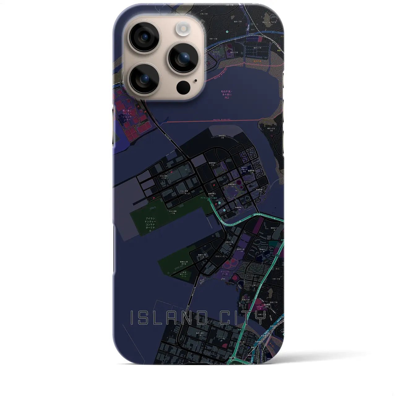 【アイランドシティ(福岡県)】地図柄iPhoneケース(バックカバータイプ)