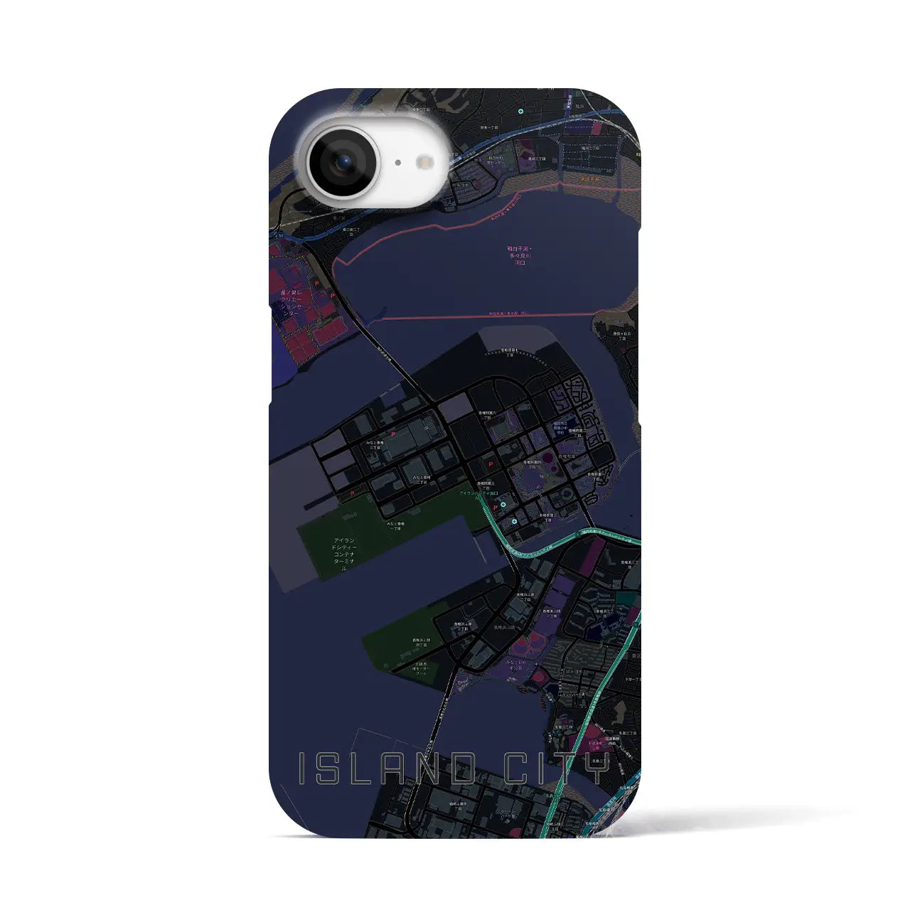【アイランドシティ(福岡県)】地図柄iPhoneケース(バックカバータイプ)