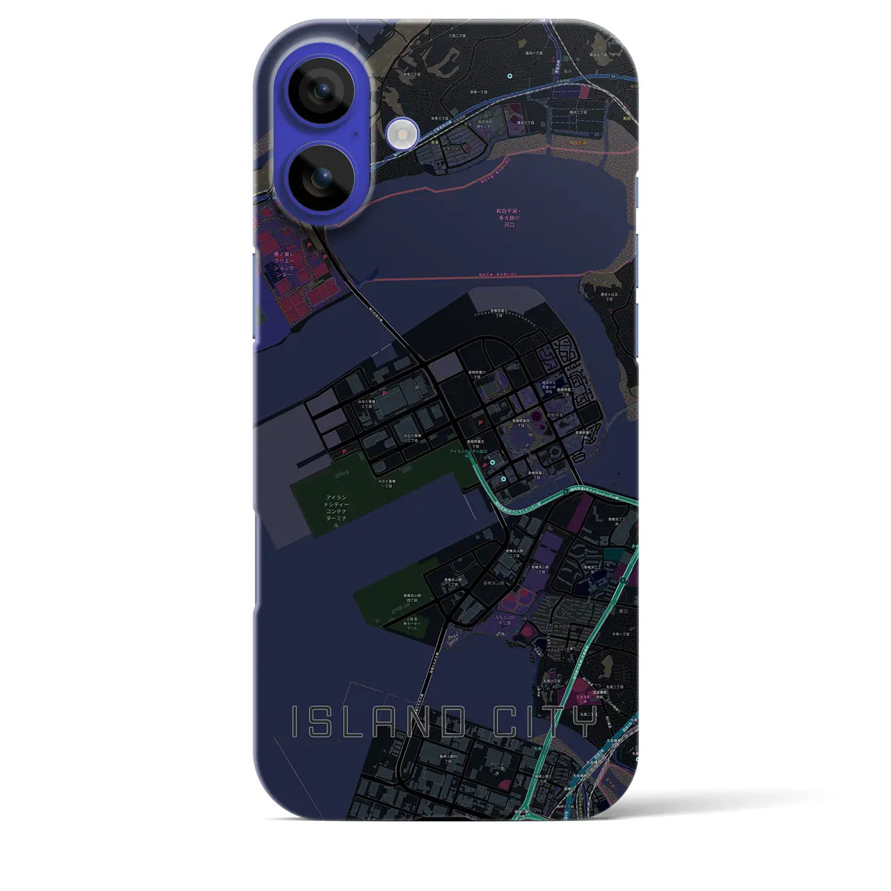 【アイランドシティ(福岡県)】地図柄iPhoneケース(バックカバータイプ)