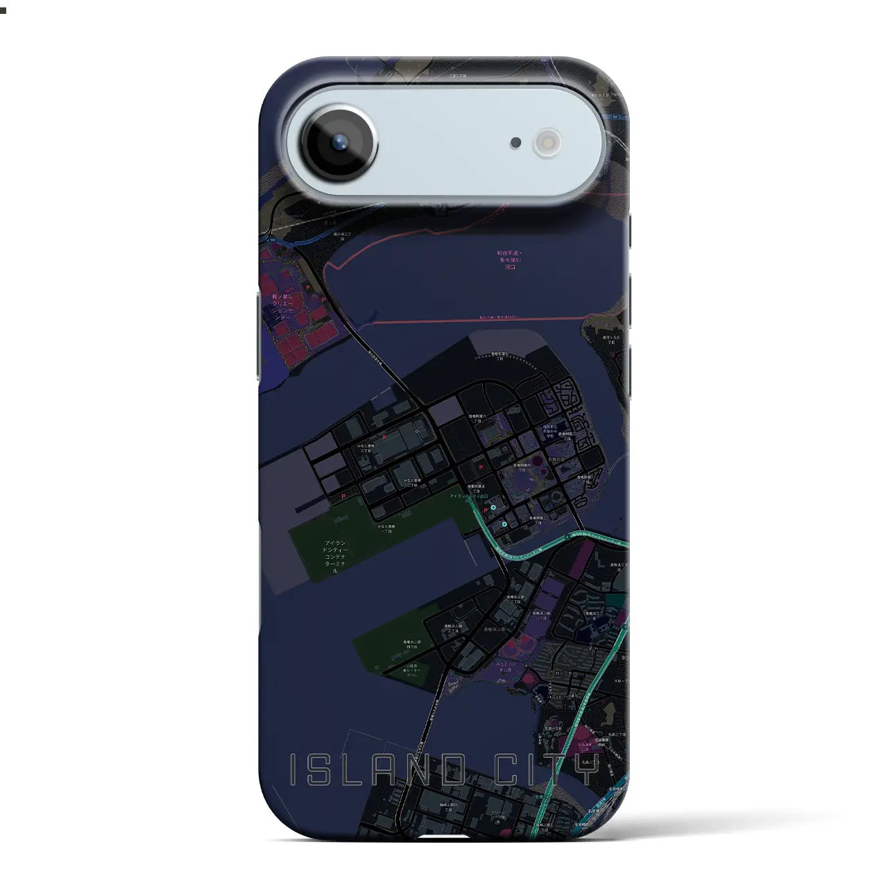 【アイランドシティ(福岡県)】地図柄iPhoneケース(バックカバータイプ)
