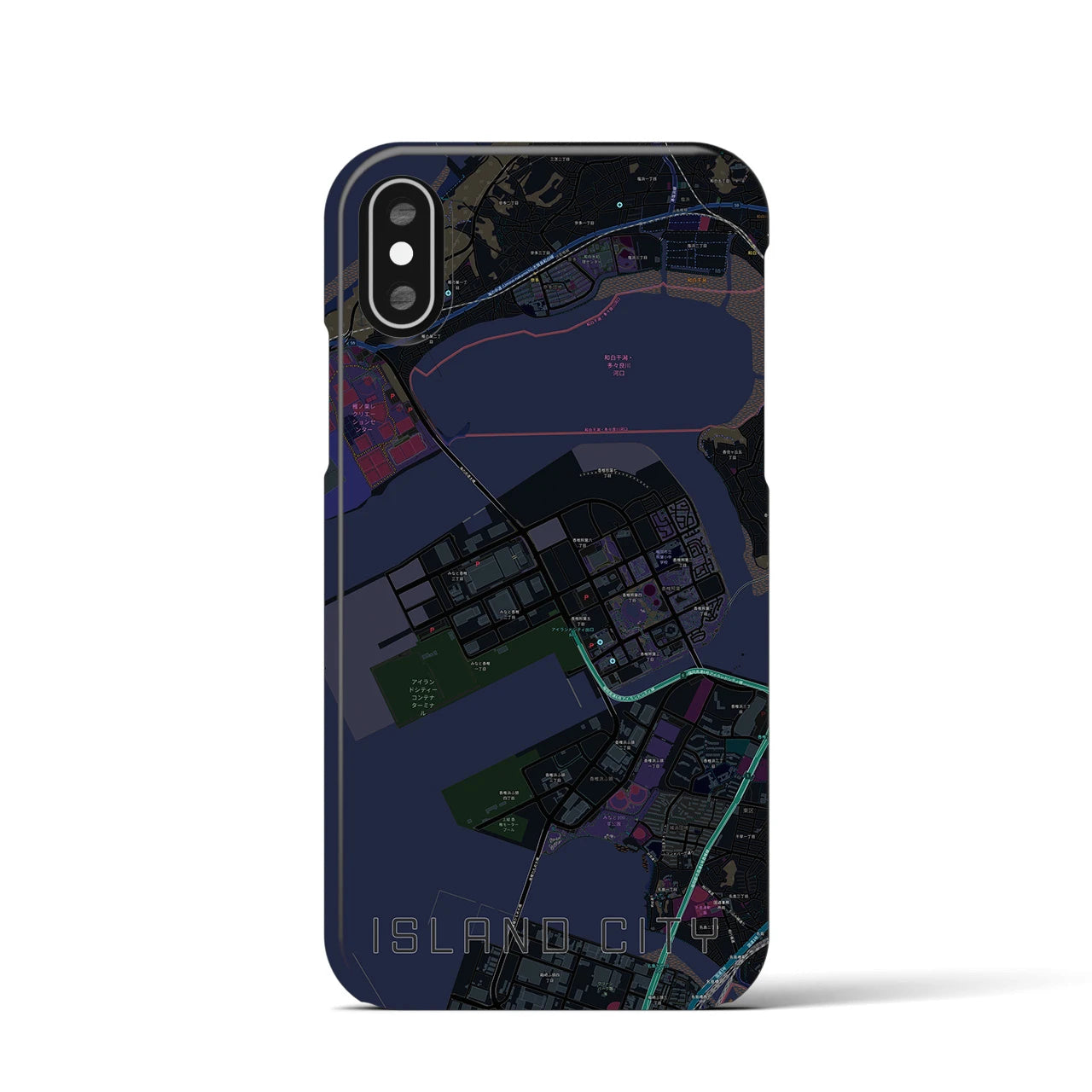 【アイランドシティ(福岡県)】地図柄iPhoneケース(バックカバータイプ)