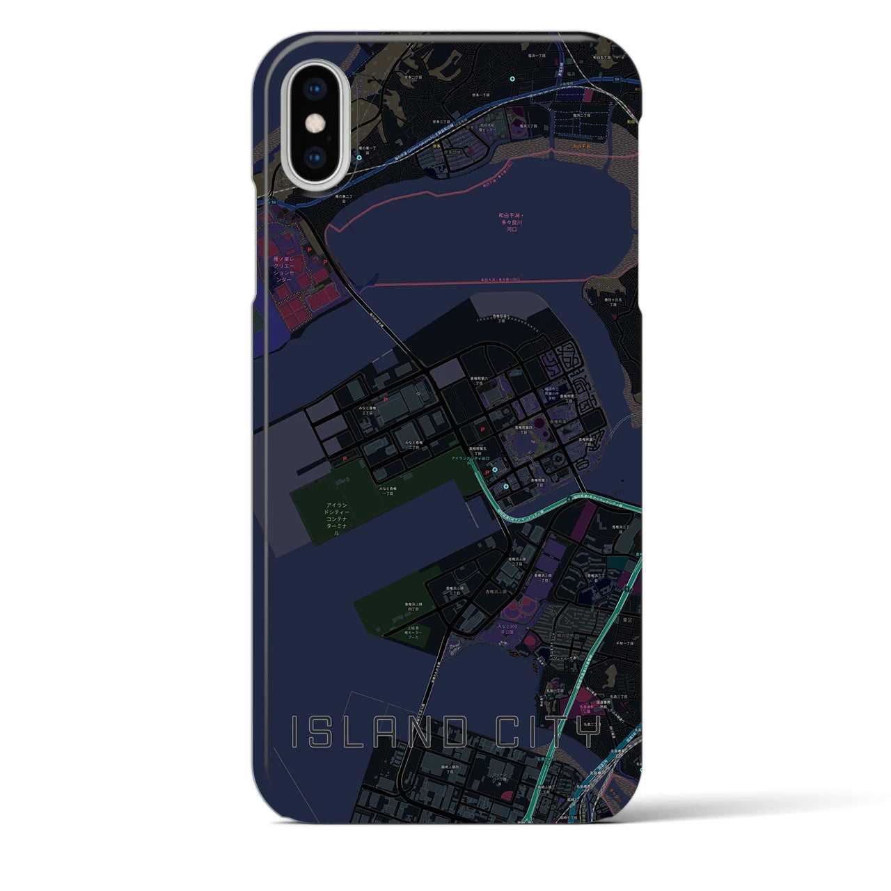 【アイランドシティ(福岡県)】地図柄iPhoneケース(バックカバータイプ)